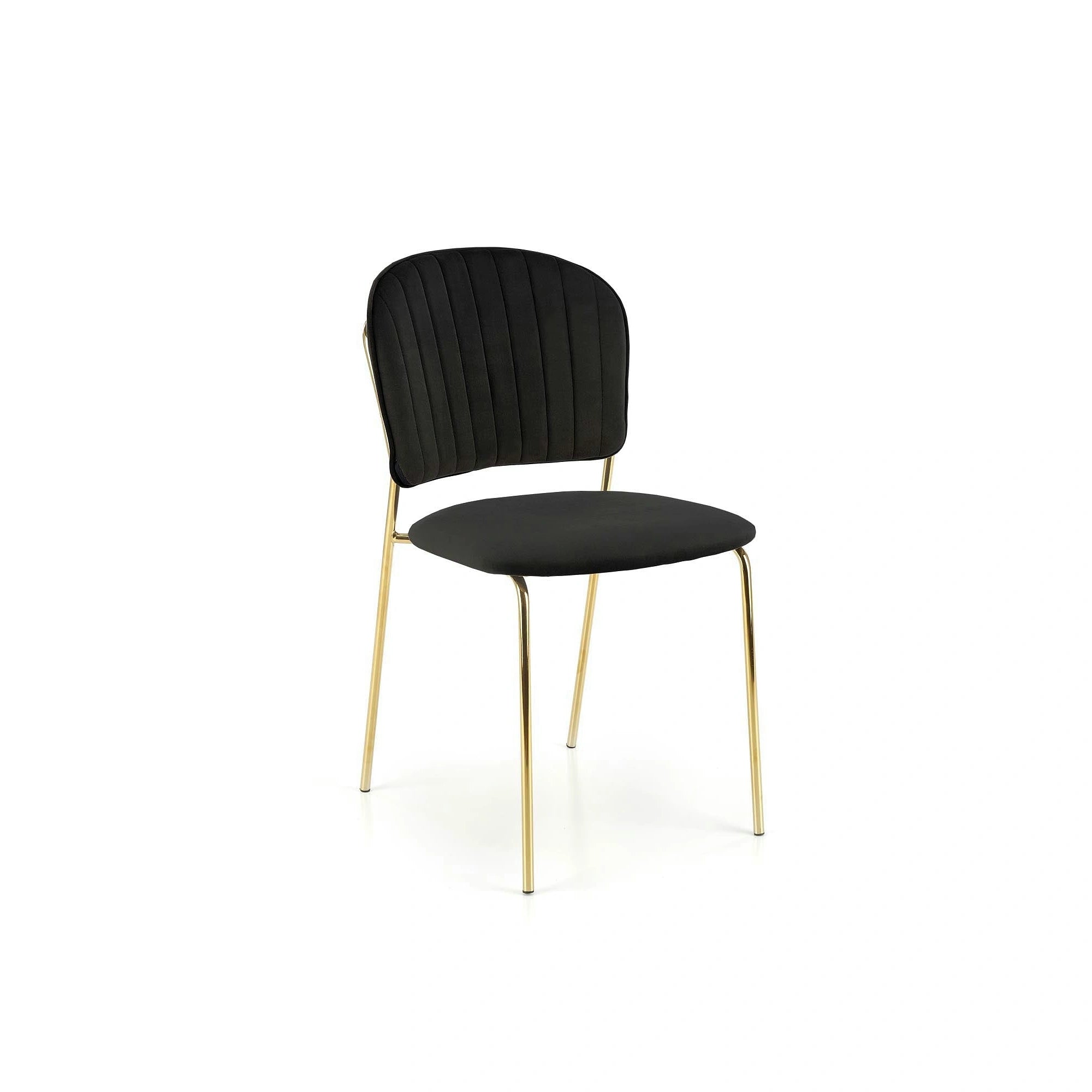 Scaun K499, negru/auriu, stofa catifelata/metal, 47x56x85 cm