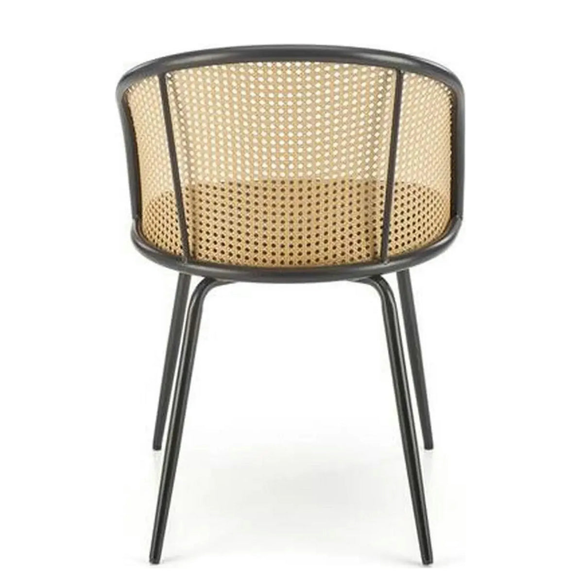 Scaun K508, gri/negru, stofa catifelata/rattan sintetic, 54x57x78 cm