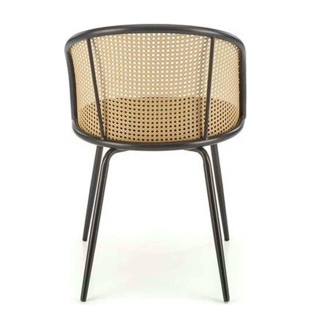 Scaun K508, verde inchis/negru, stofa catifelata/rattan sintetic, 54x57x78 cm