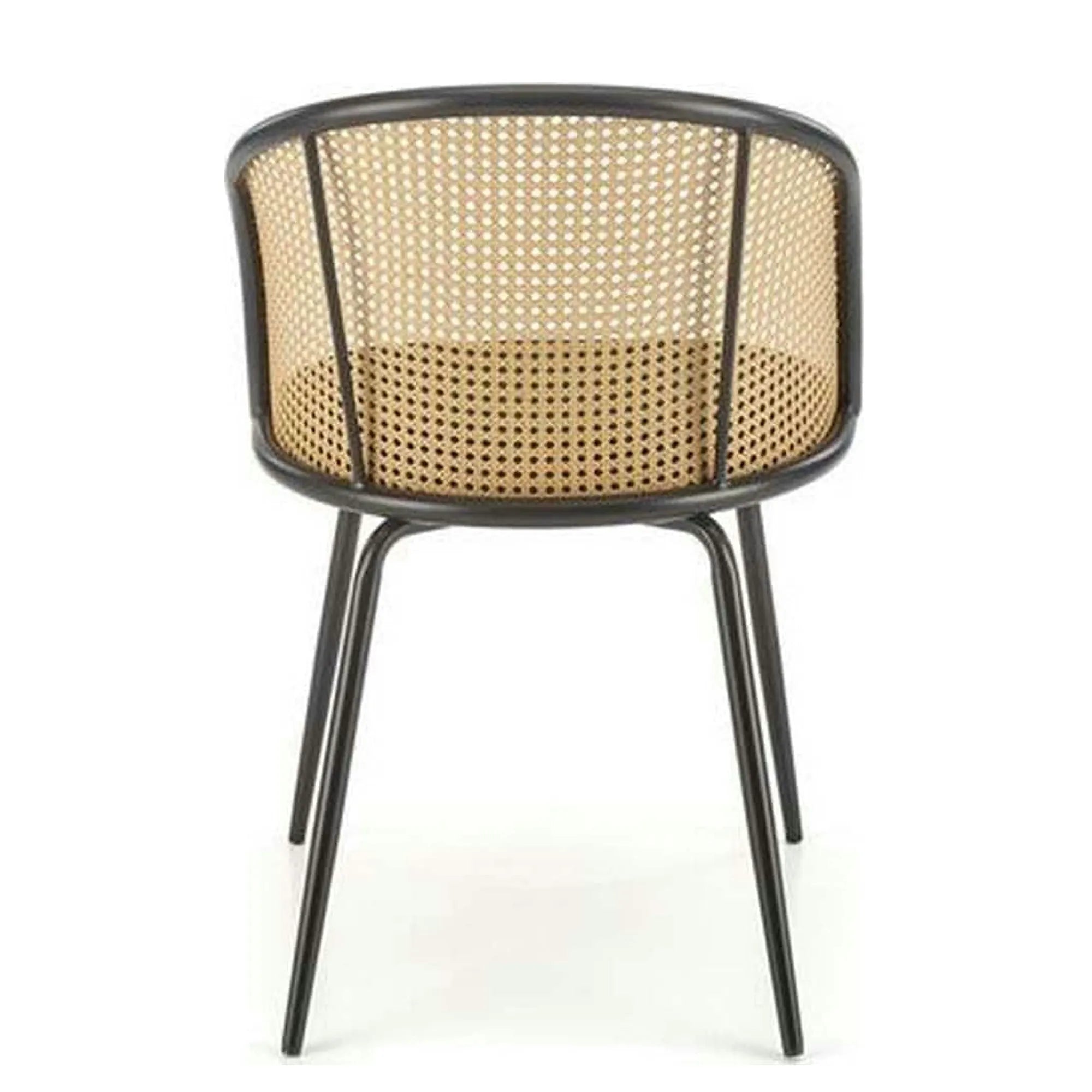 Scaun K508, verde inchis/negru, stofa catifelata/rattan sintetic, 54x57x78 cm