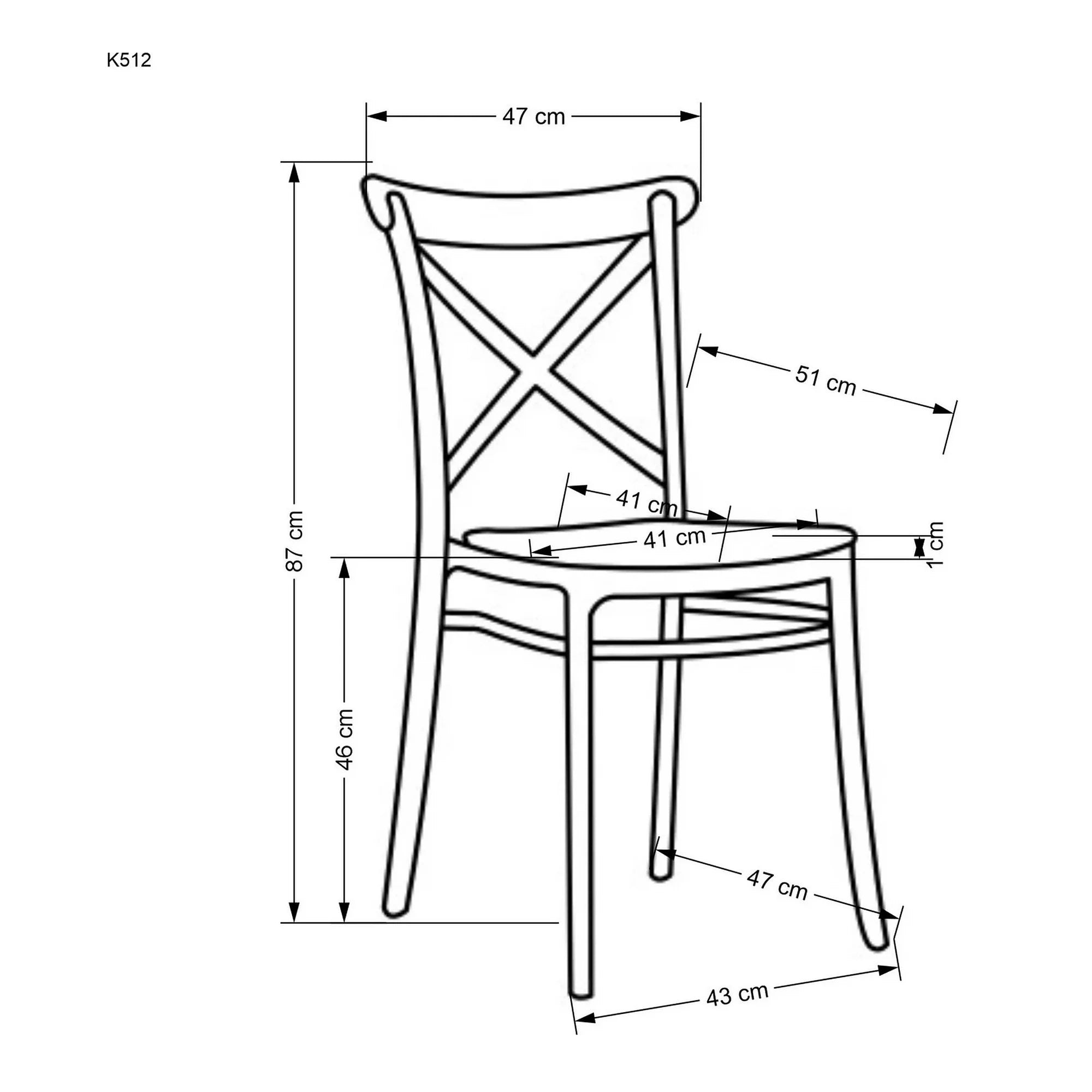 Scaun K512, maro/negru, plastic, 47x51x87 cm