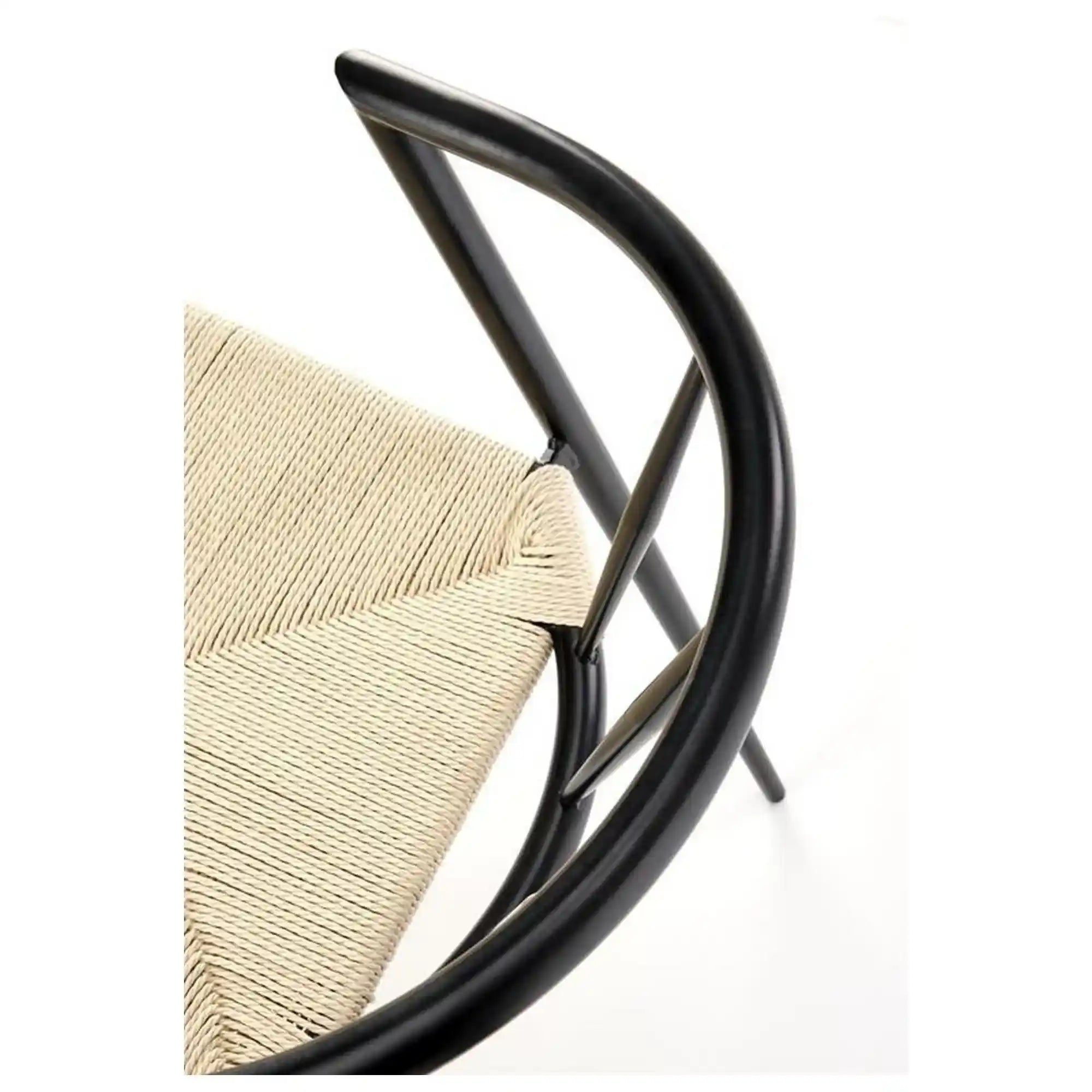 Scaun K515, bej/negru, sfoara/metal, 51x52x72 cm