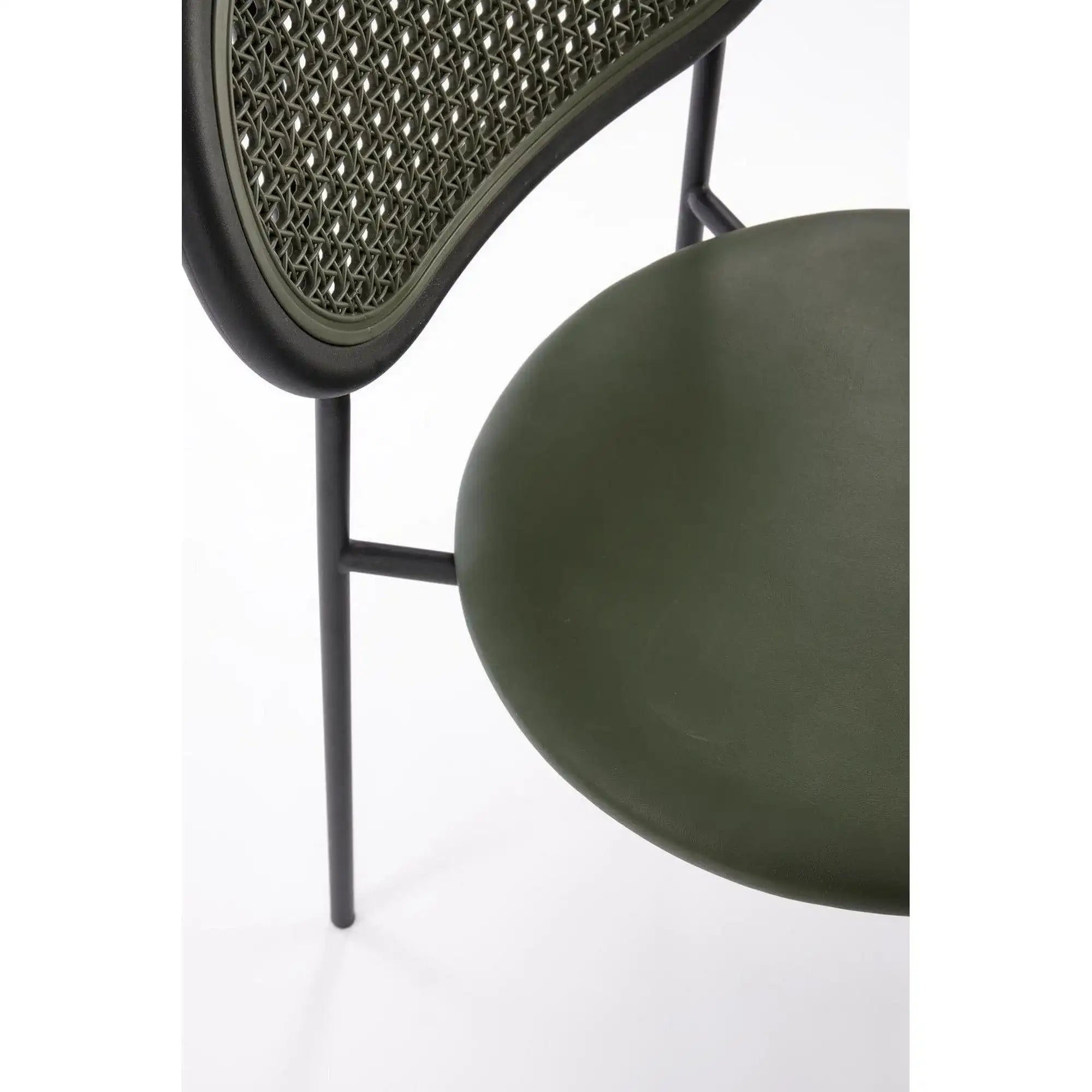 Scaun K524, verde/negru, piele ecologica/rattan sintetic, 46x51x78 cm