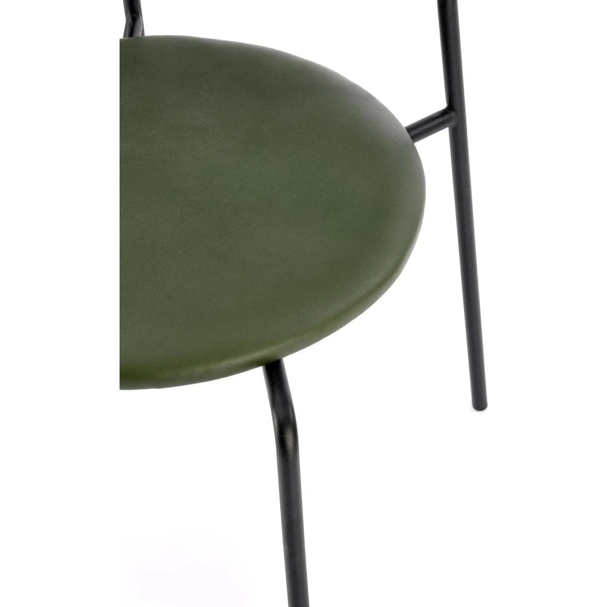Scaun K524, verde/negru, piele ecologica/rattan sintetic, 46x51x78 cm