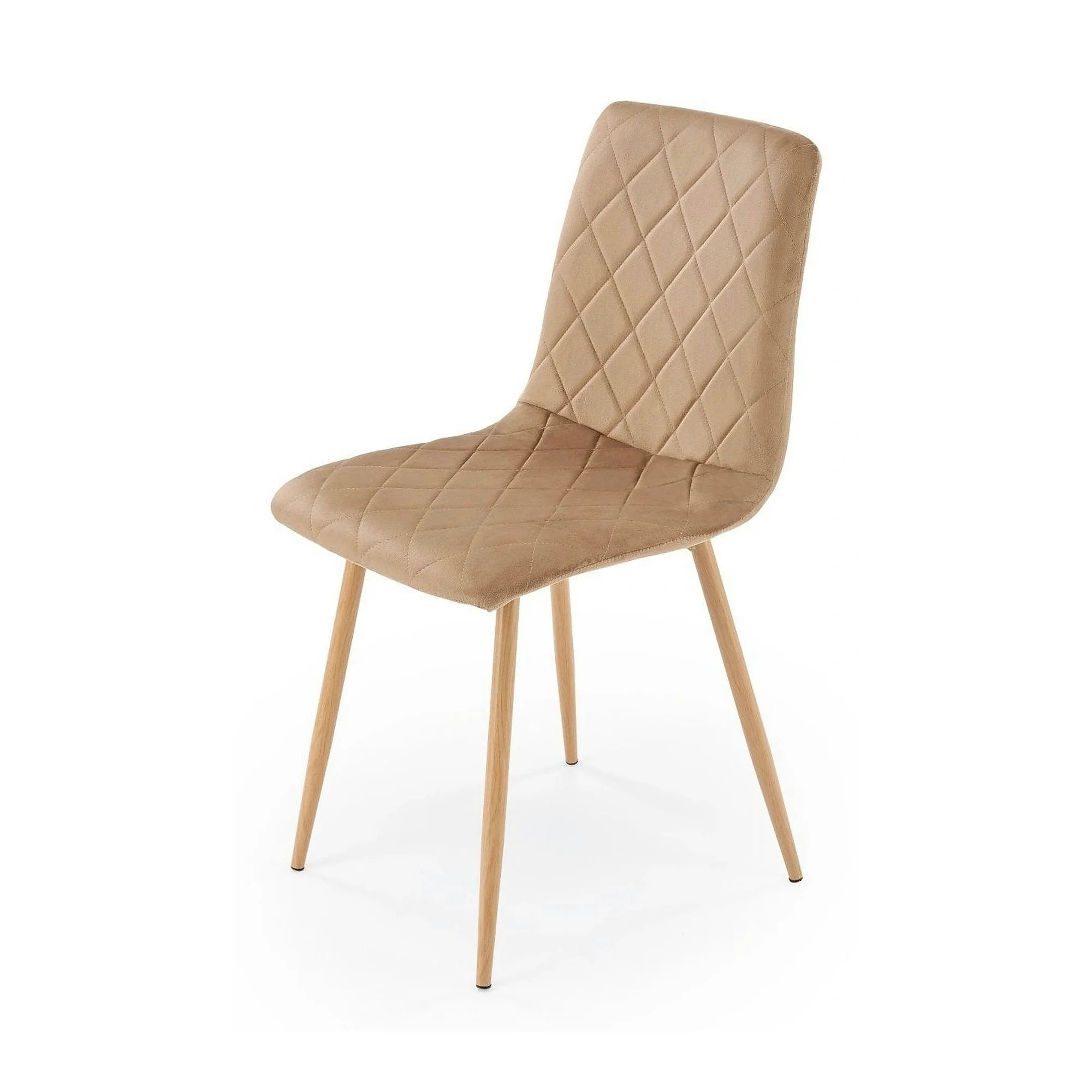 Scaun K525, bej/stejar, stofa catifelata/metal, 45x55x89 cm