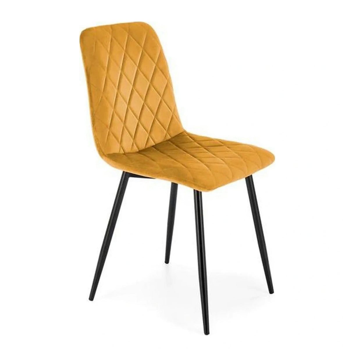 Scaun K525, galben/negru, stofa catifelata/metal, 45x55x89 cm