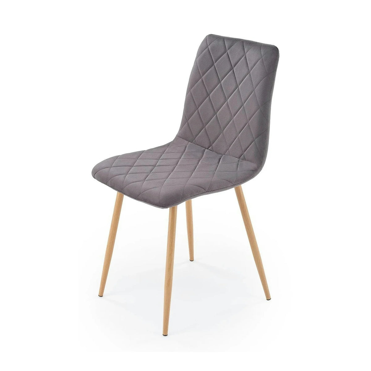 Scaun K525, gri inchis/stejar, stofa catifelata/metal, 45x55x89 cm
