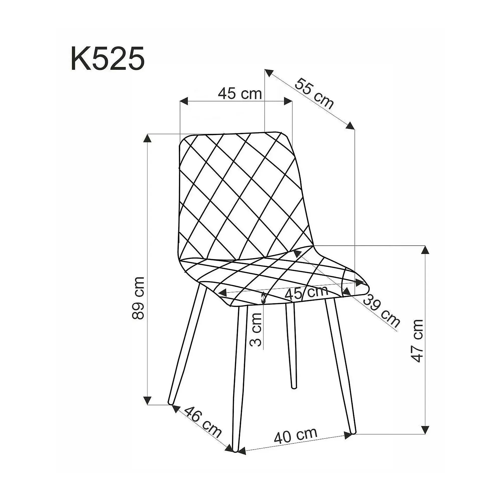 Scaun K525, gri/stejar, stofa/metal, 45x55x89 cm