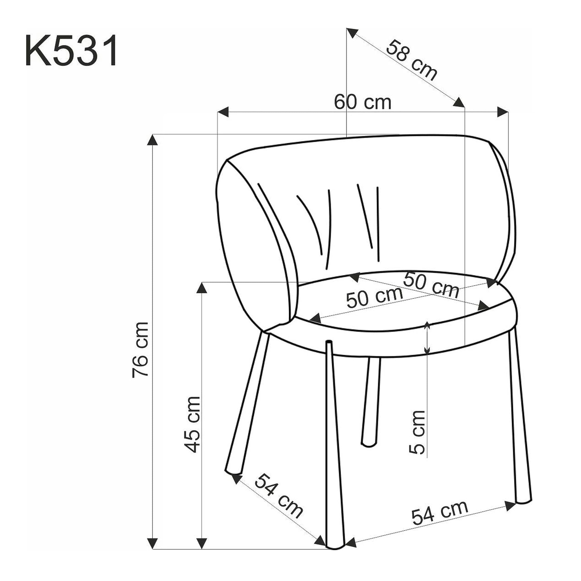 Scaun K531, galben mustar/negru, stofa catifelata/metal, 60x58x76 cm