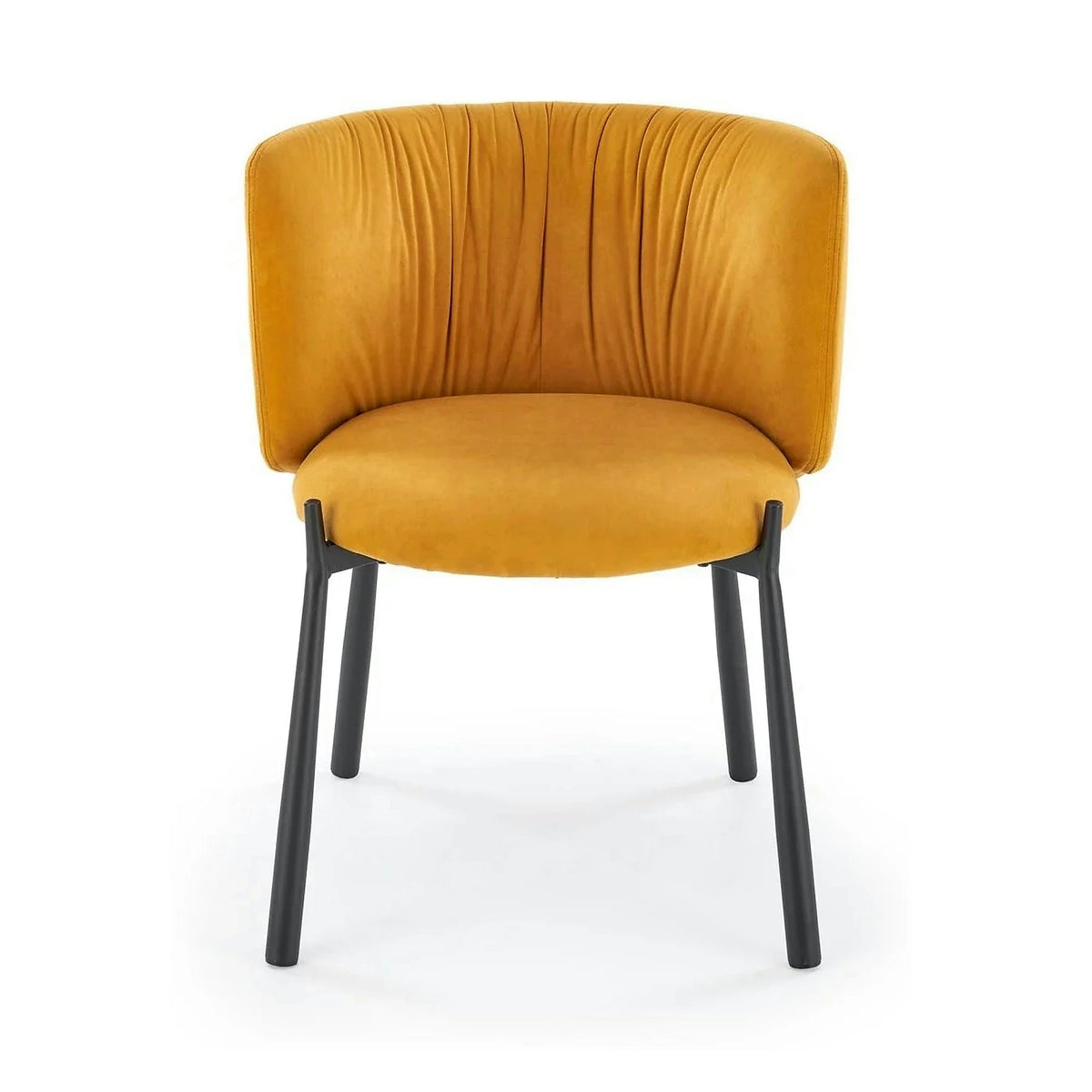 Scaun K531, galben mustar/negru, stofa catifelata/metal, 60x58x76 cm