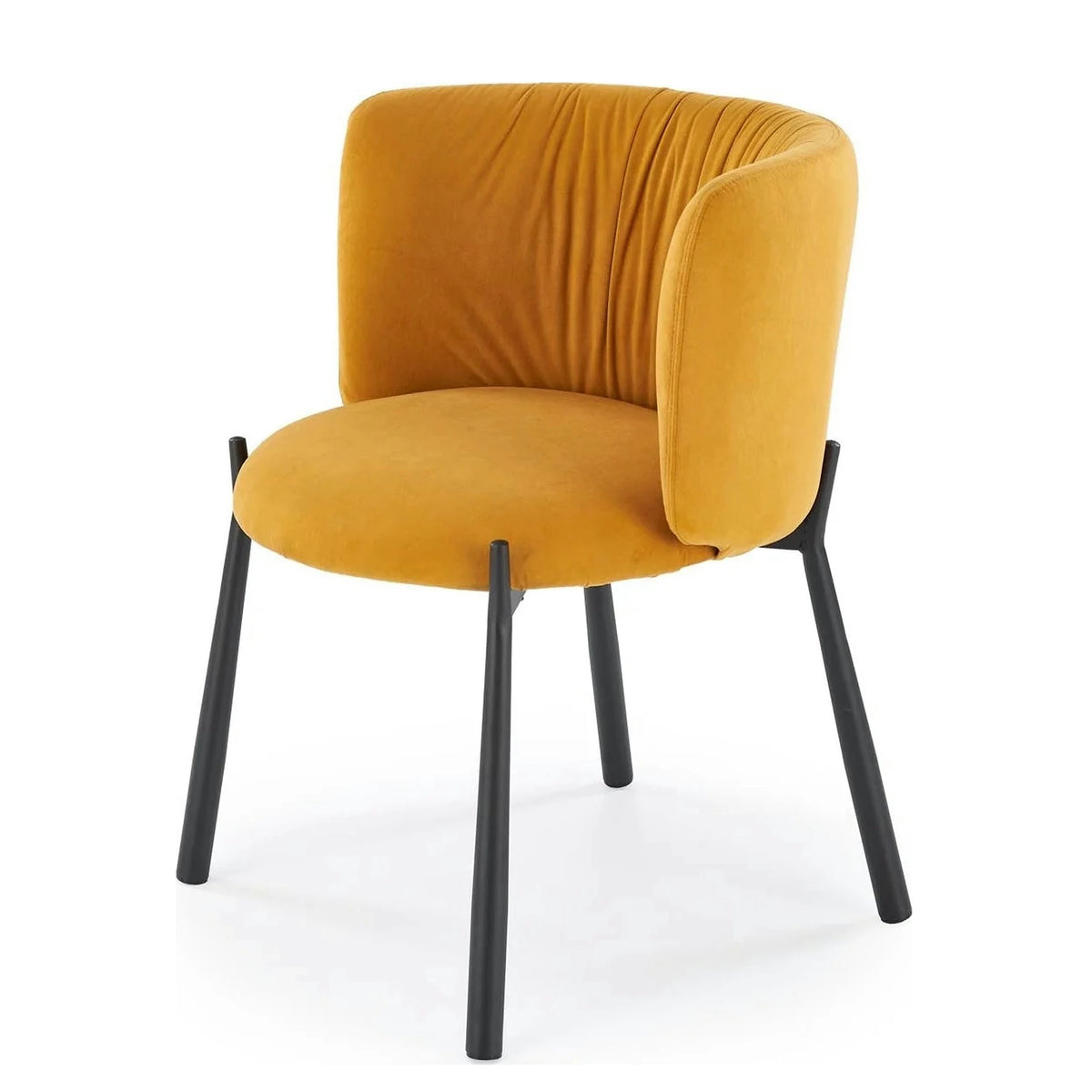 Scaun K531, galben mustar/negru, stofa catifelata/metal, 60x58x76 cm