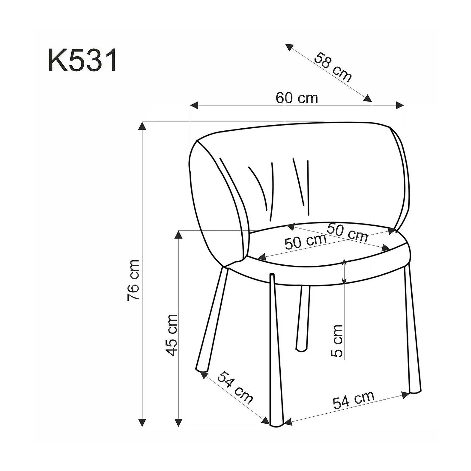 Scaun K531, gri/negru, stofa catifelata/metal, 60x58x76 cm