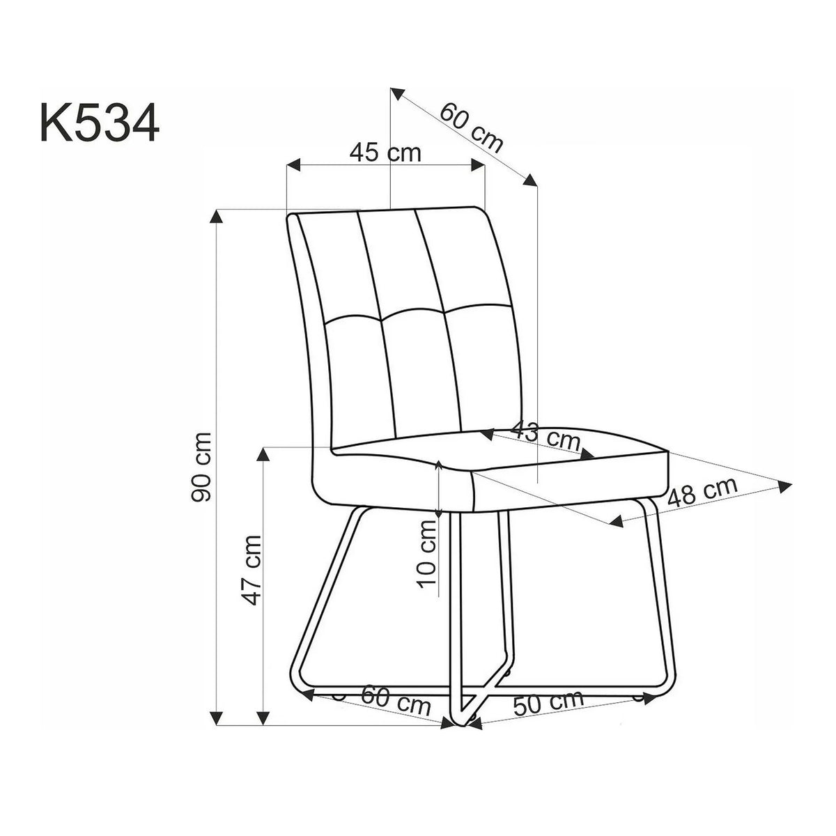 Scaun K534, bej/negru, stofa clasica/metal, 50x60x90 cm