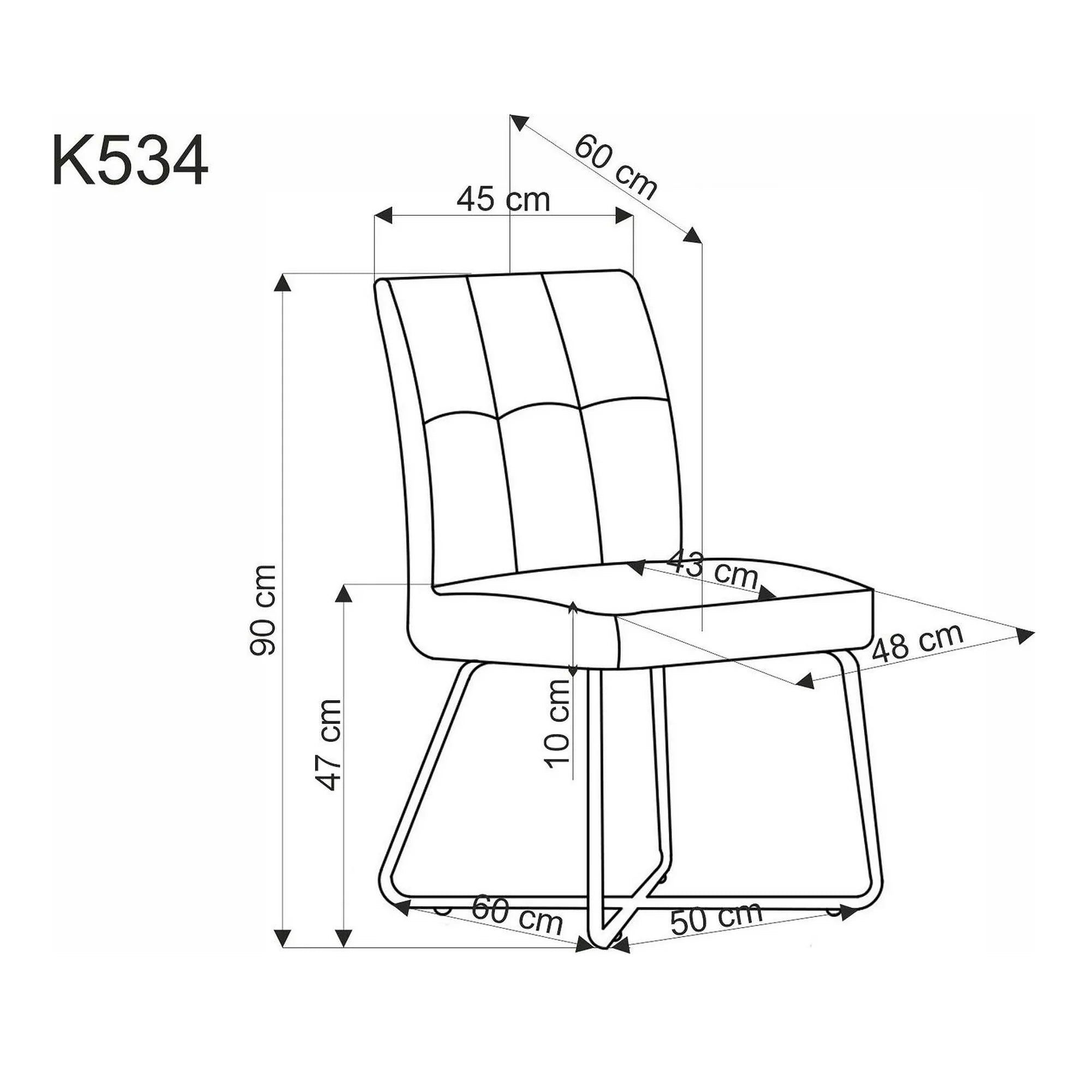 Scaun K534, bej/negru, stofa clasica/metal, 50x60x90 cm