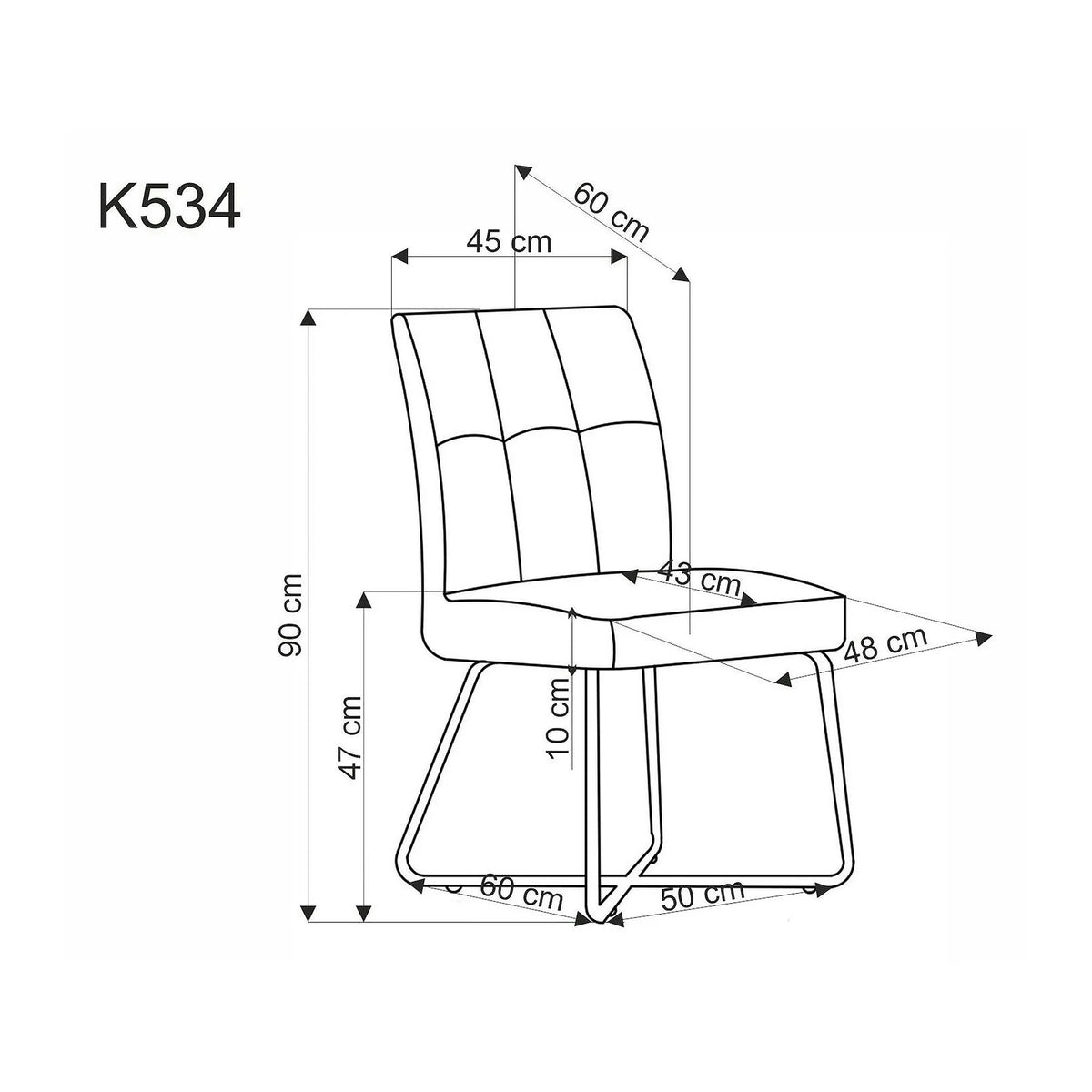 Scaun K534, bej/negru, stofa clasica/metal, 50x60x90 cm