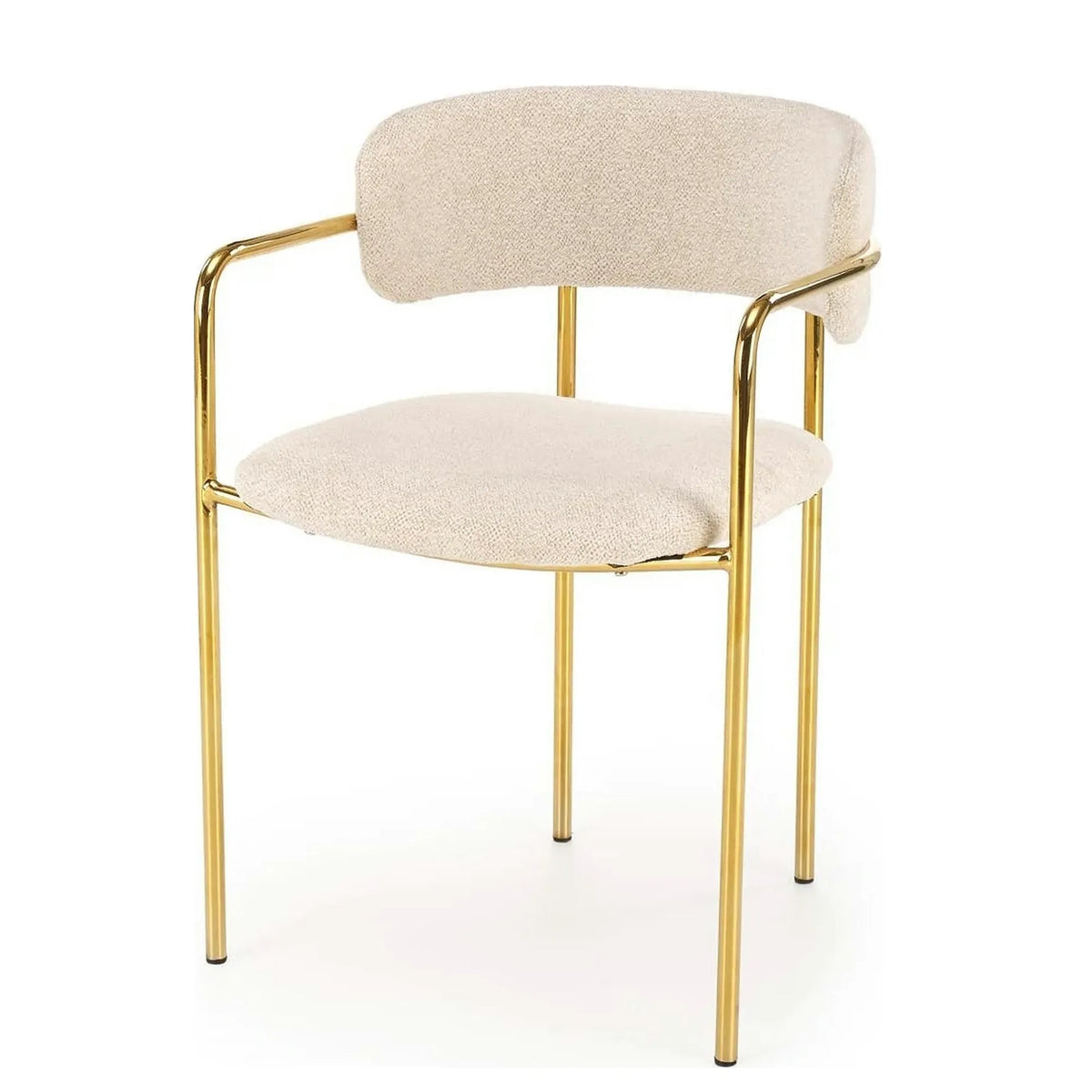 Scaun K537, crem/auriu, stofa clasica/metal, 54x56x76 cm