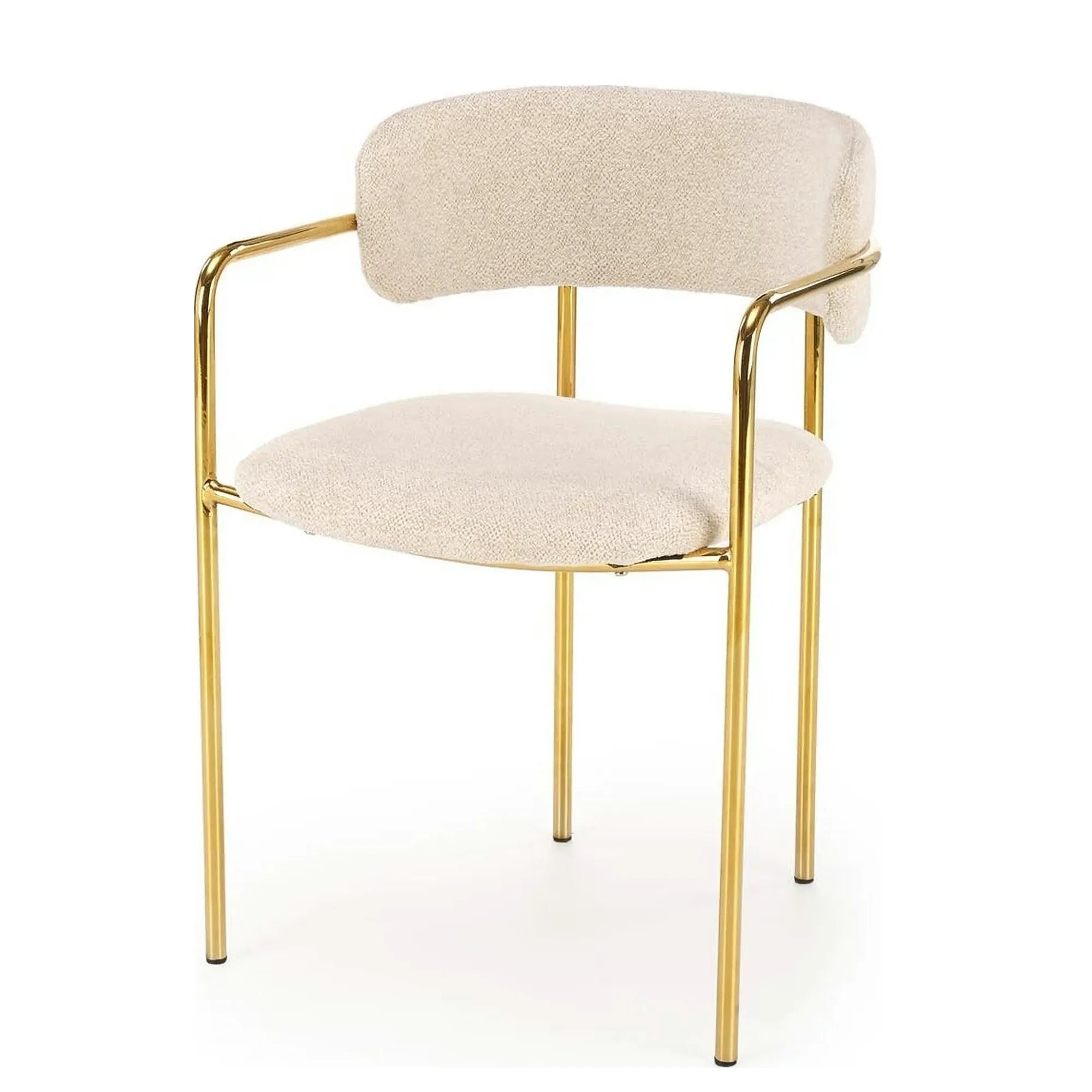 Scaun K537, crem/auriu, stofa clasica/metal, 54x56x76 cm