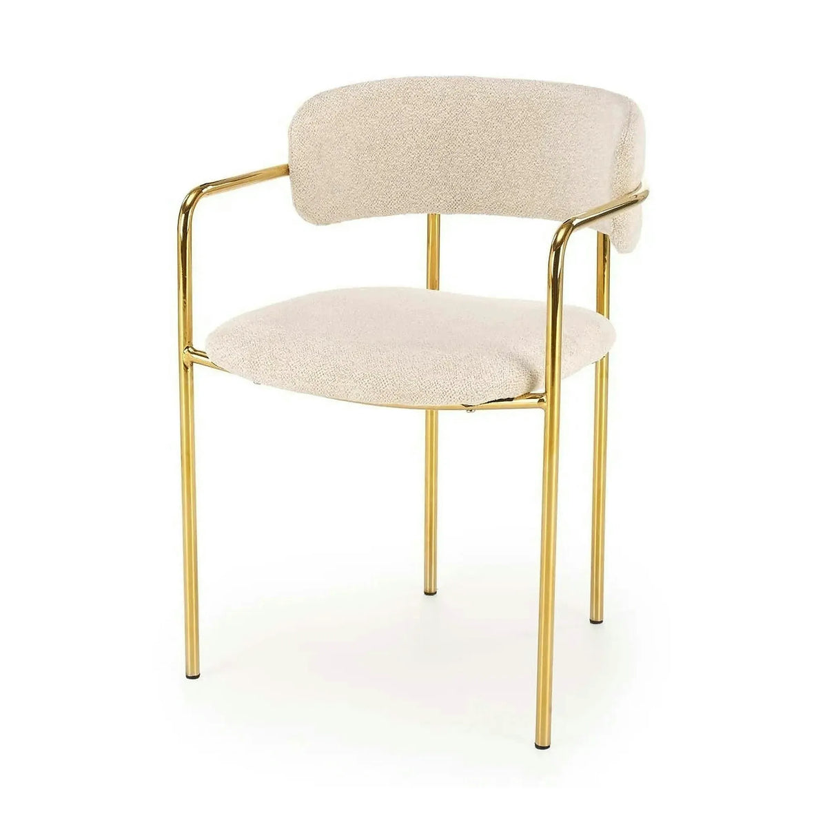 Scaun K537, crem/auriu, stofa clasica/metal, 54x56x76 cm