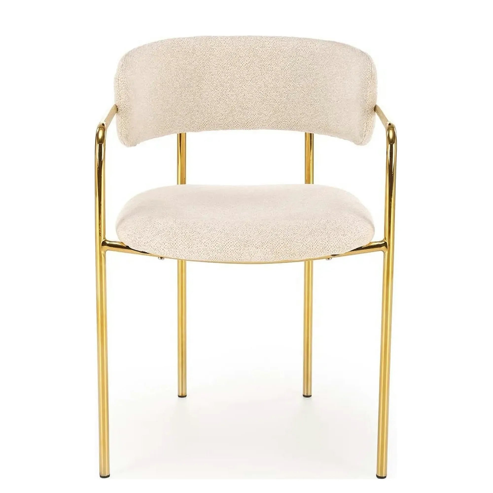 Scaun K537, crem/auriu, stofa clasica/metal, 54x56x76 cm