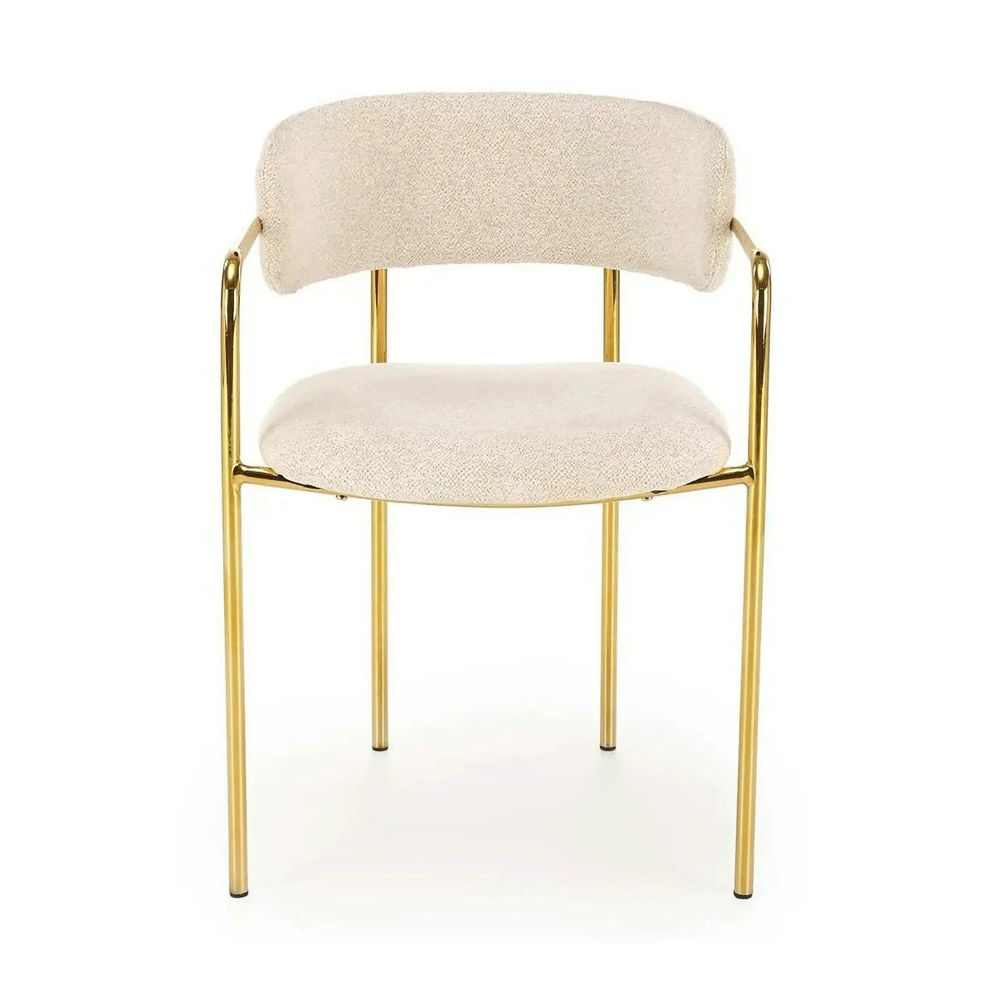 Scaun K537, crem/auriu, stofa clasica/metal, 54x56x76 cm
