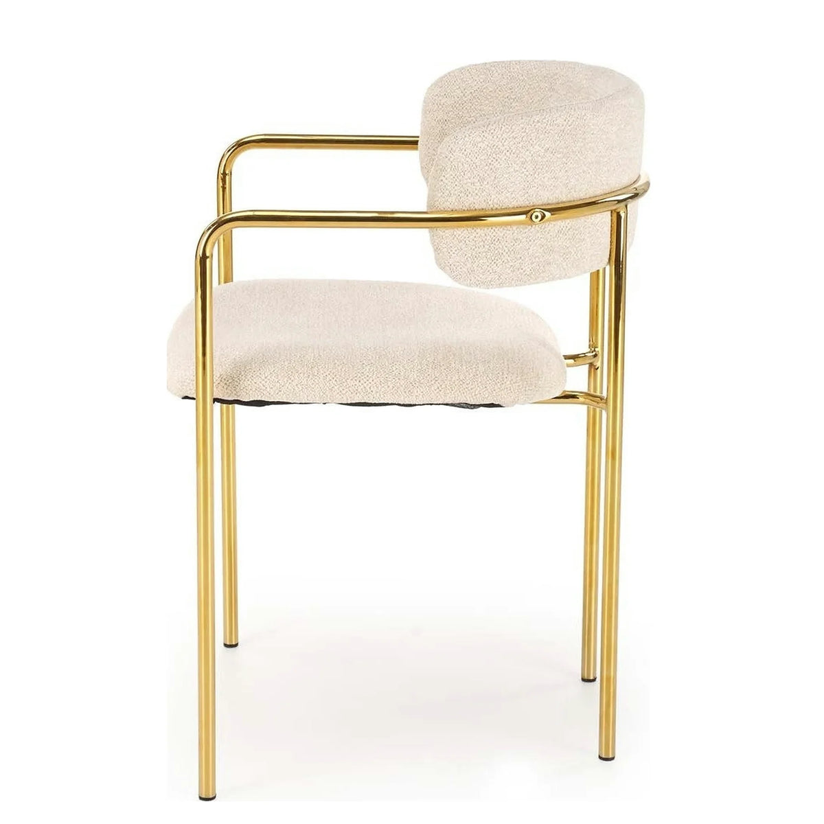 Scaun K537, crem/auriu, stofa clasica/metal, 54x56x76 cm