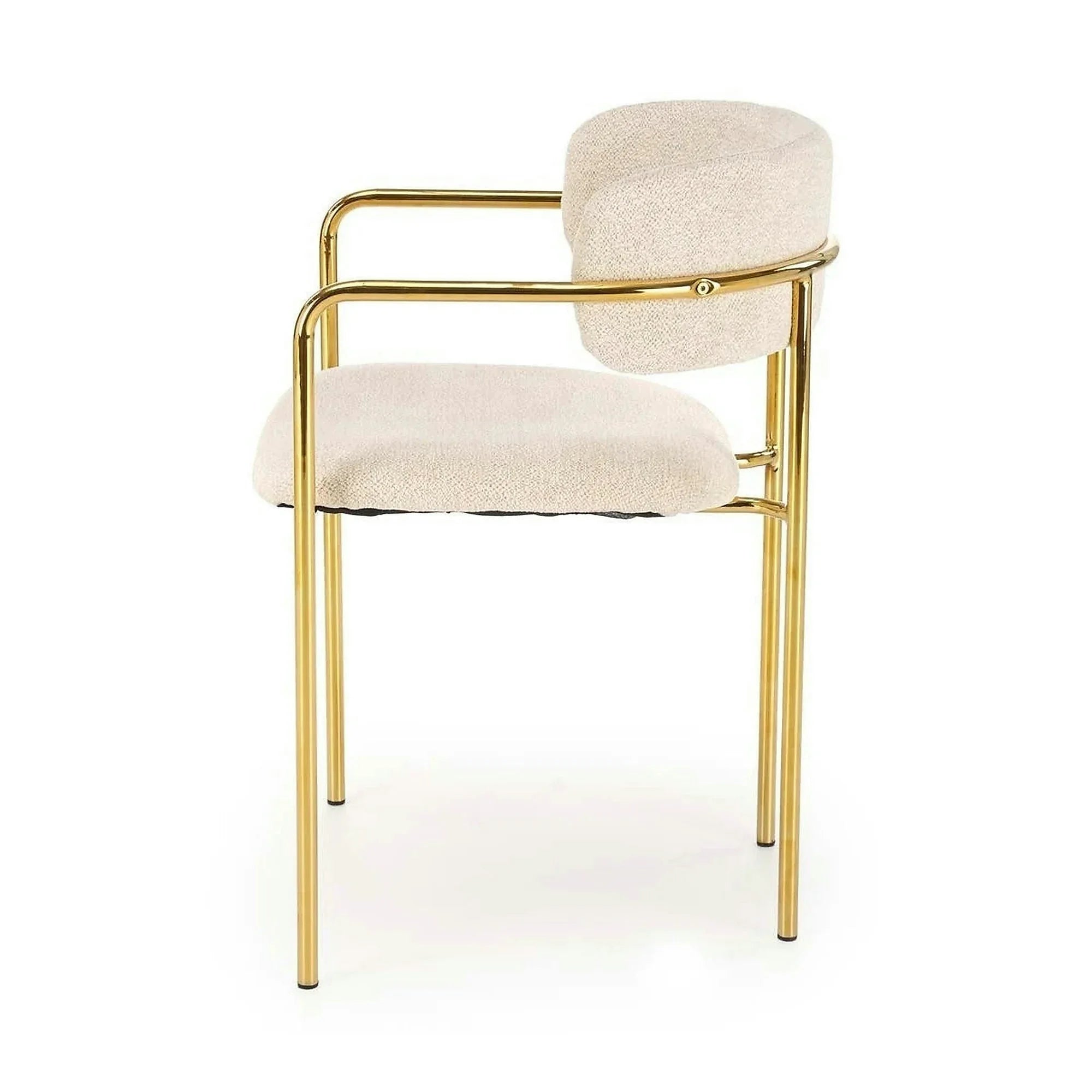 Scaun K537, crem/auriu, stofa clasica/metal, 54x56x76 cm