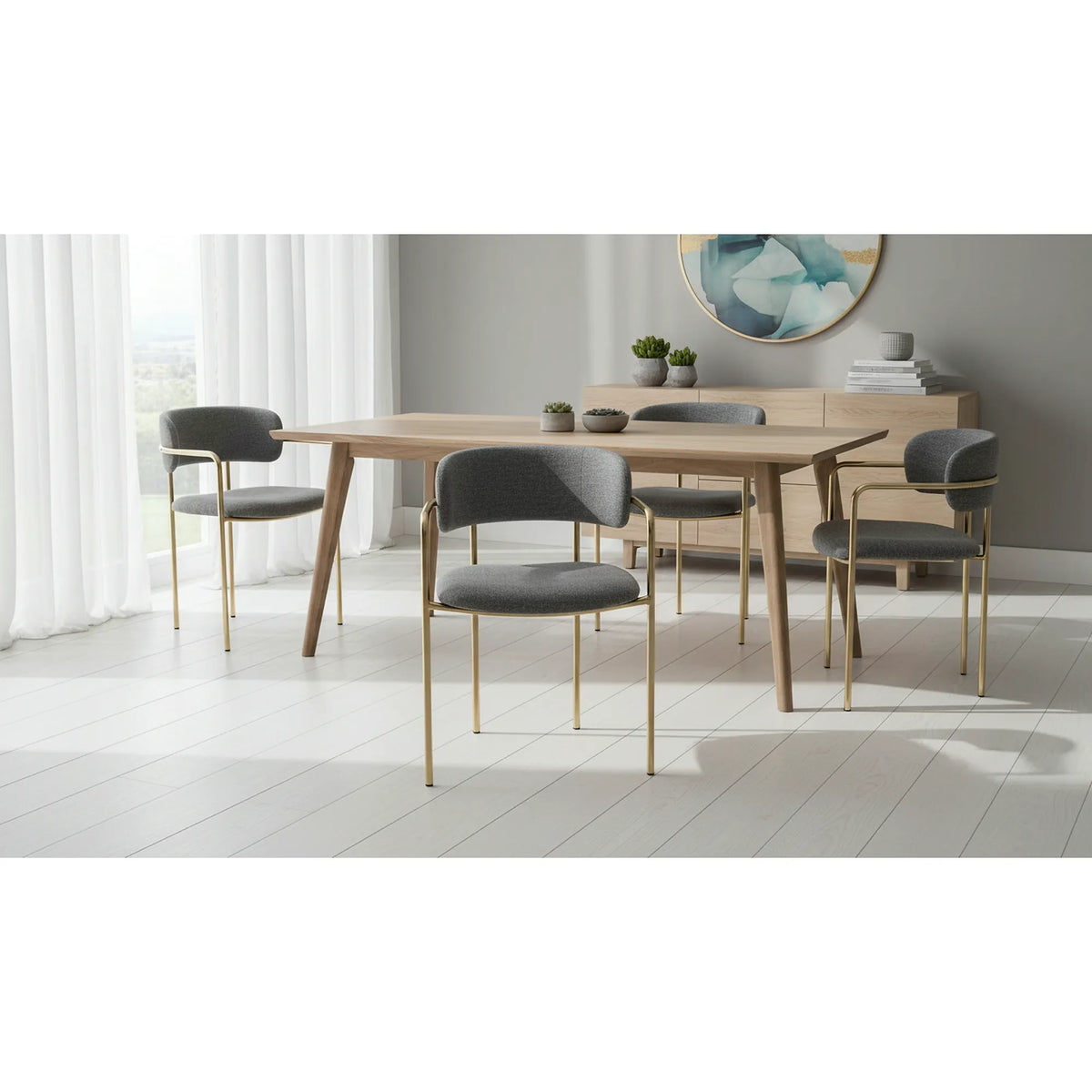 Scaun K537, gri/auriu, stofa clasica/metal, 54x56x76 cm