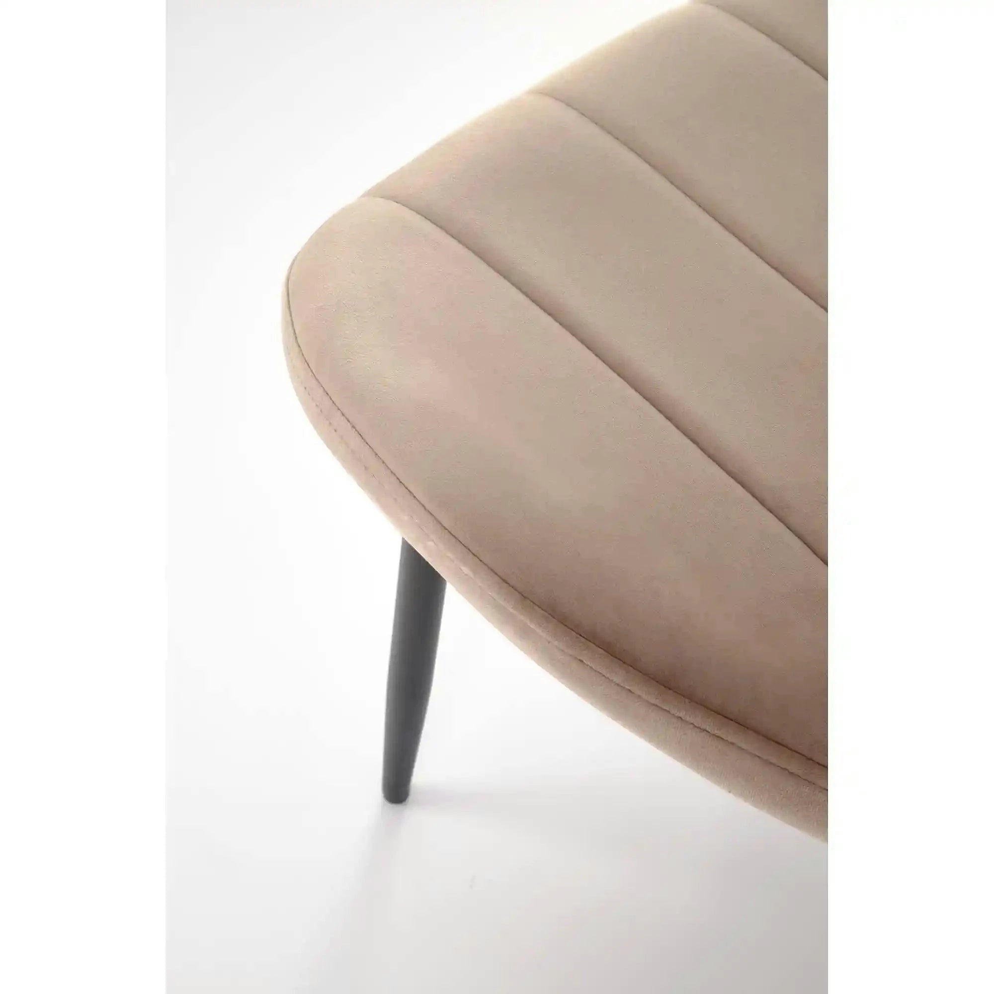 Scaun K538, bej/negru, stofa catifelata/metal, 48x57x85 cm