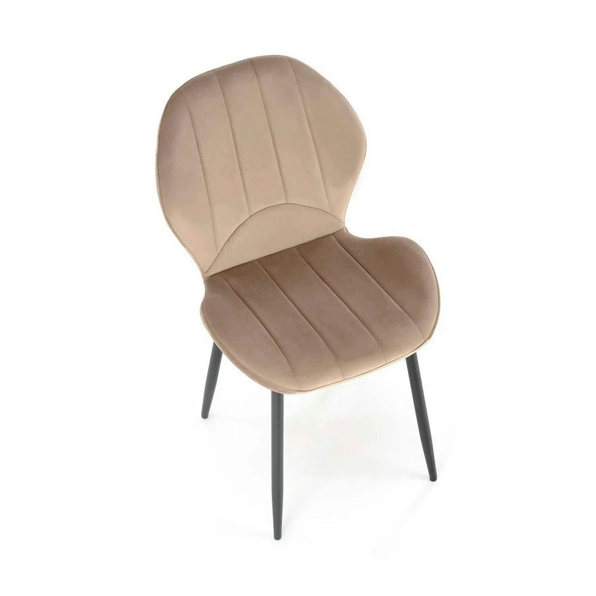 Scaun K538, bej/negru, stofa catifelata/metal, 48x57x85 cm