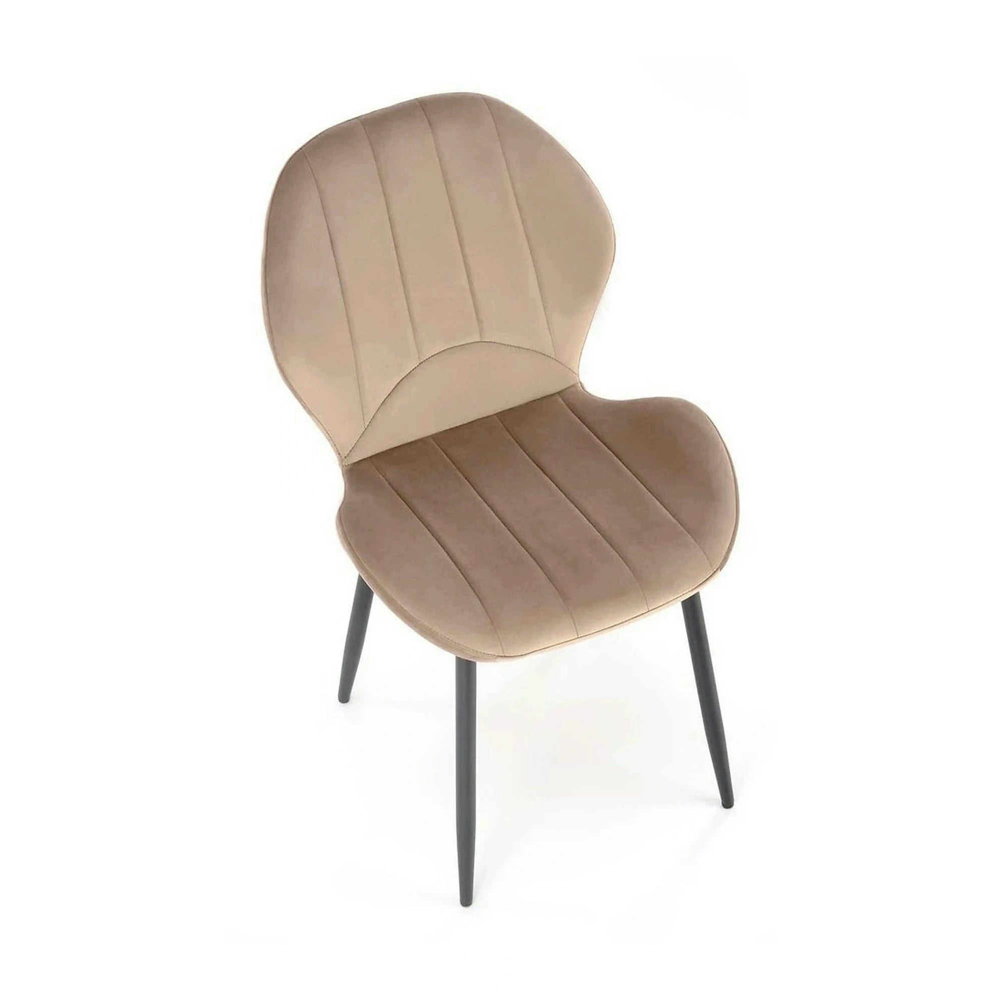 Scaun K538, bej/negru, stofa catifelata/metal, 48x57x85 cm