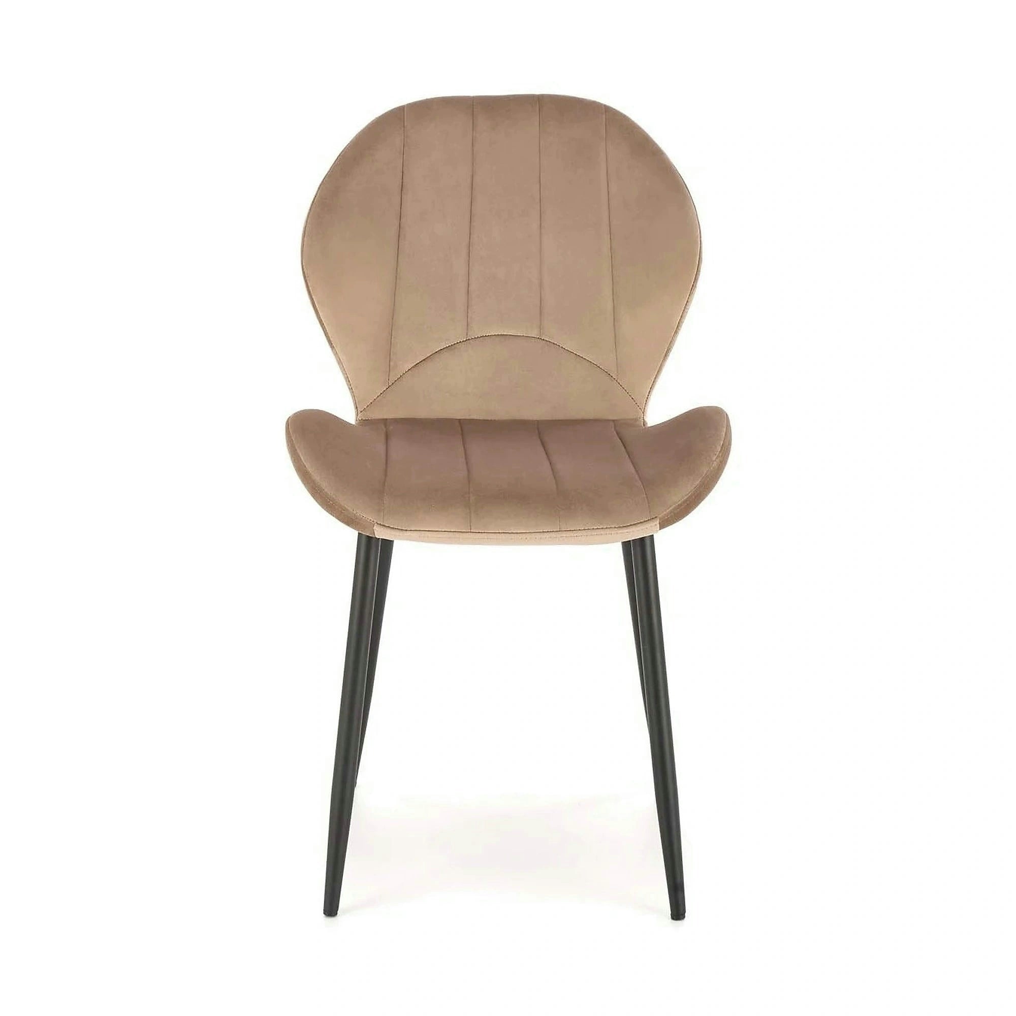 Scaun K538, bej/negru, stofa catifelata/metal, 48x57x85 cm