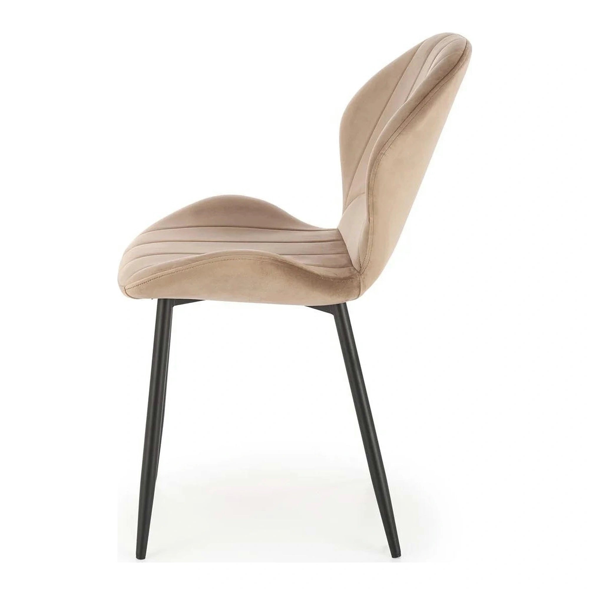 Scaun K538, bej/negru, stofa catifelata/metal, 48x57x85 cm
