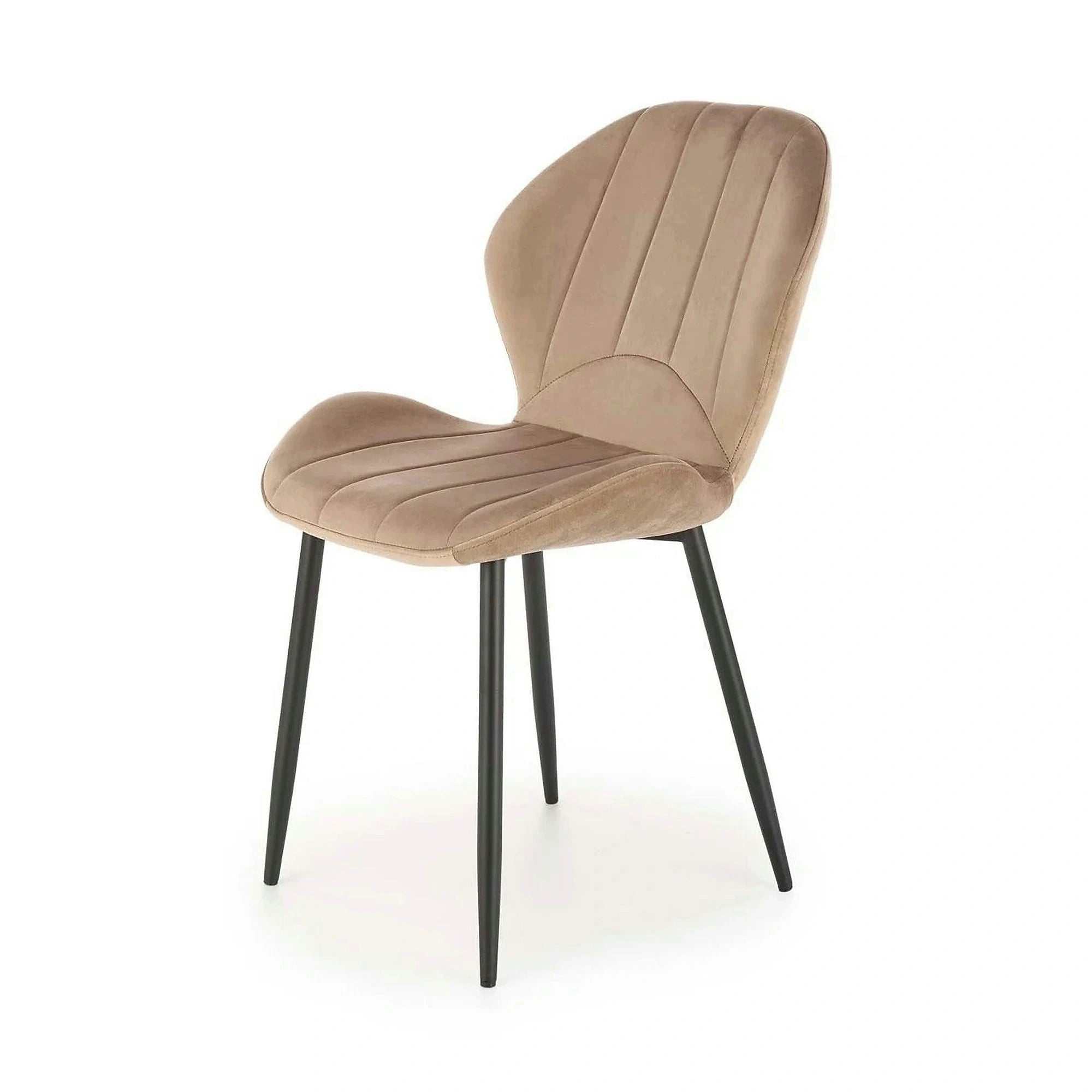 Scaun K538, bej/negru, stofa catifelata/metal, 48x57x85 cm