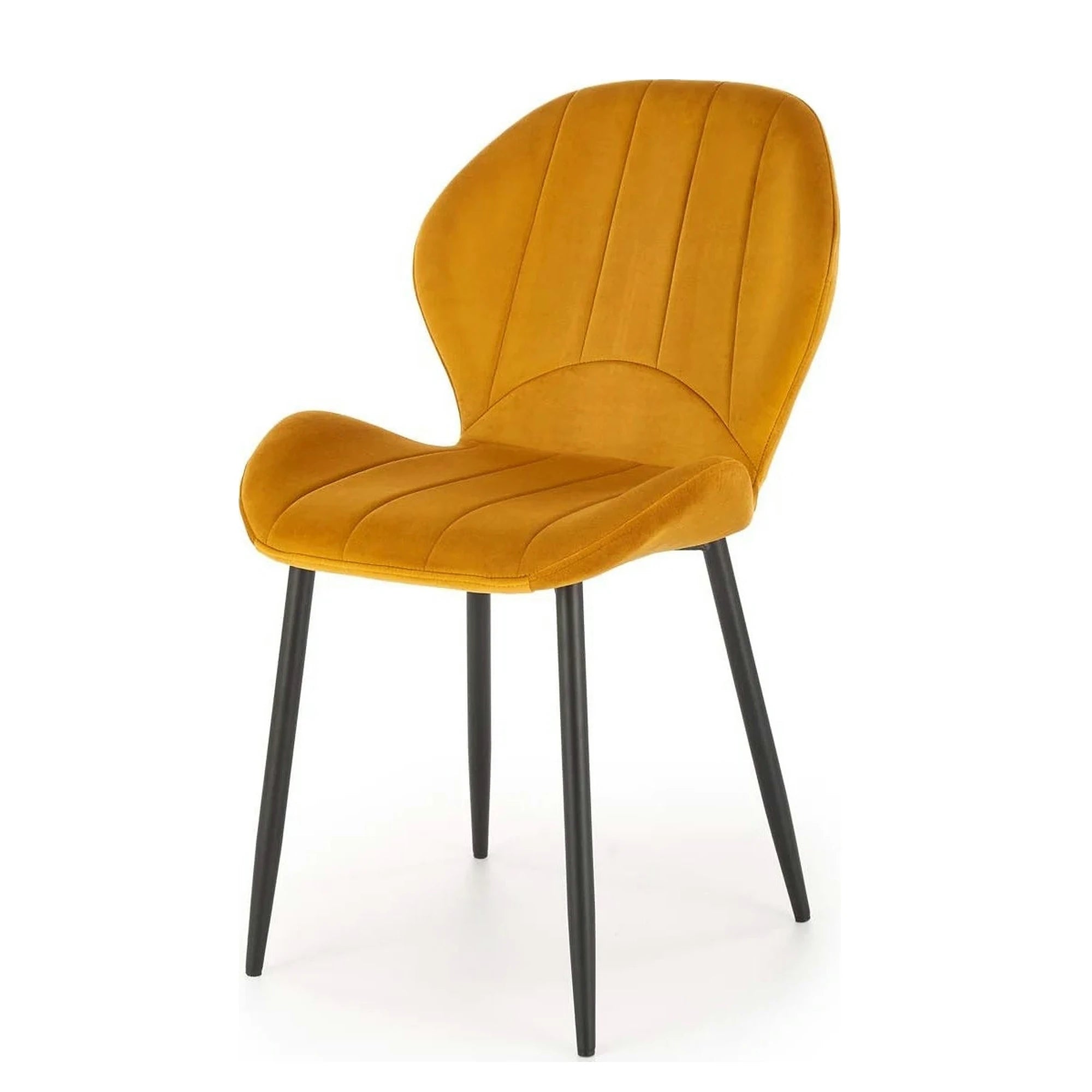 Scaun K538, galben mustar/negru, stofa catifelata/metal, 48x57x85 cm