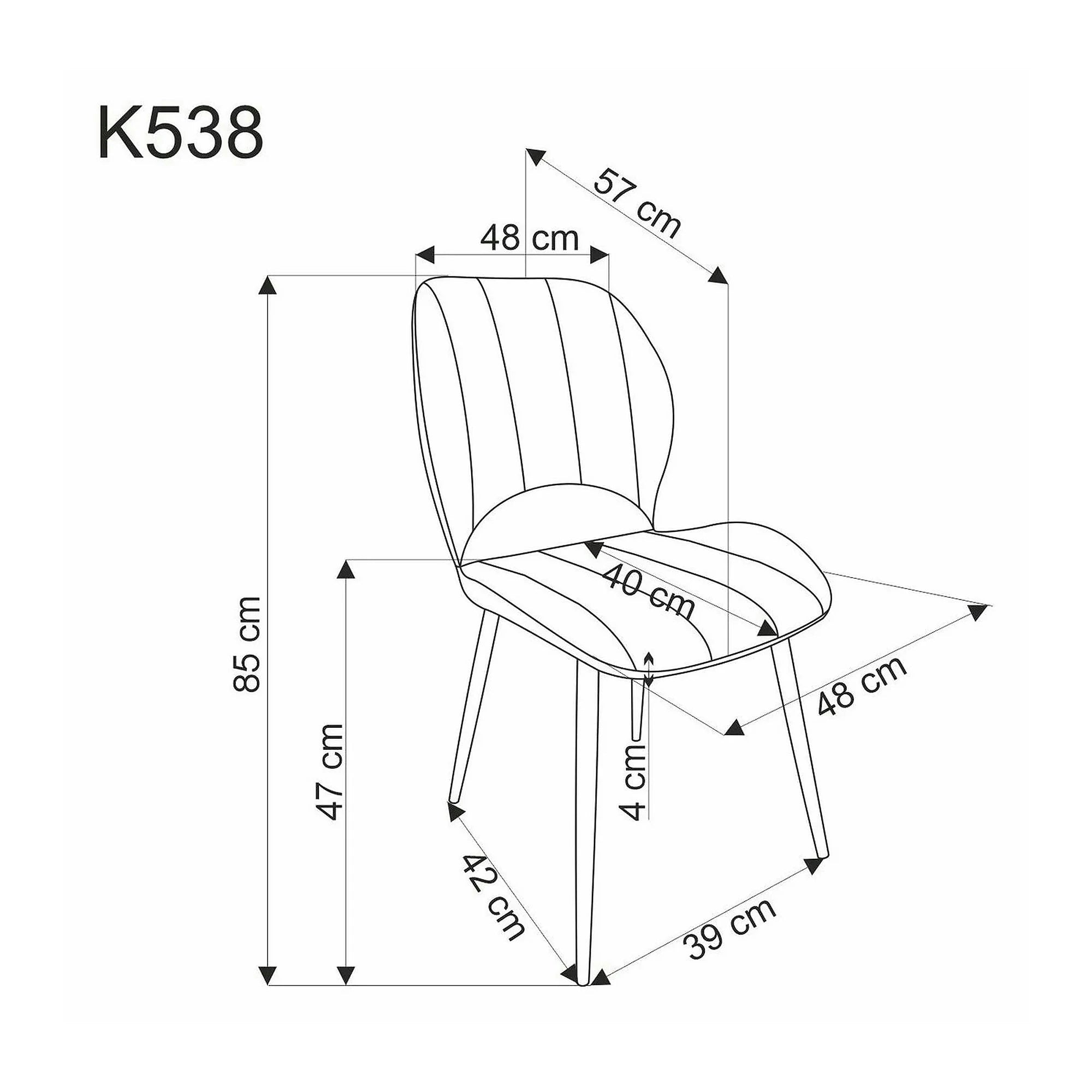 Scaun K538, galben mustar/negru, stofa catifelata/metal, 48x57x85 cm