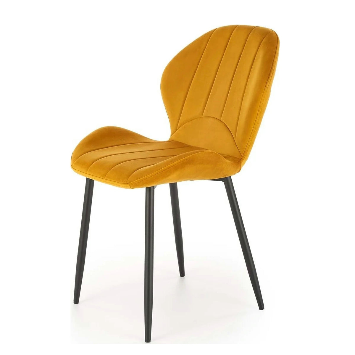 Scaun K538, galben mustar/negru, stofa catifelata/metal, 48x57x85 cm