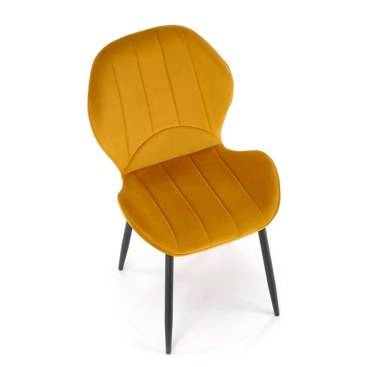 Scaun K538, galben mustar/negru, stofa catifelata/metal, 48x57x85 cm