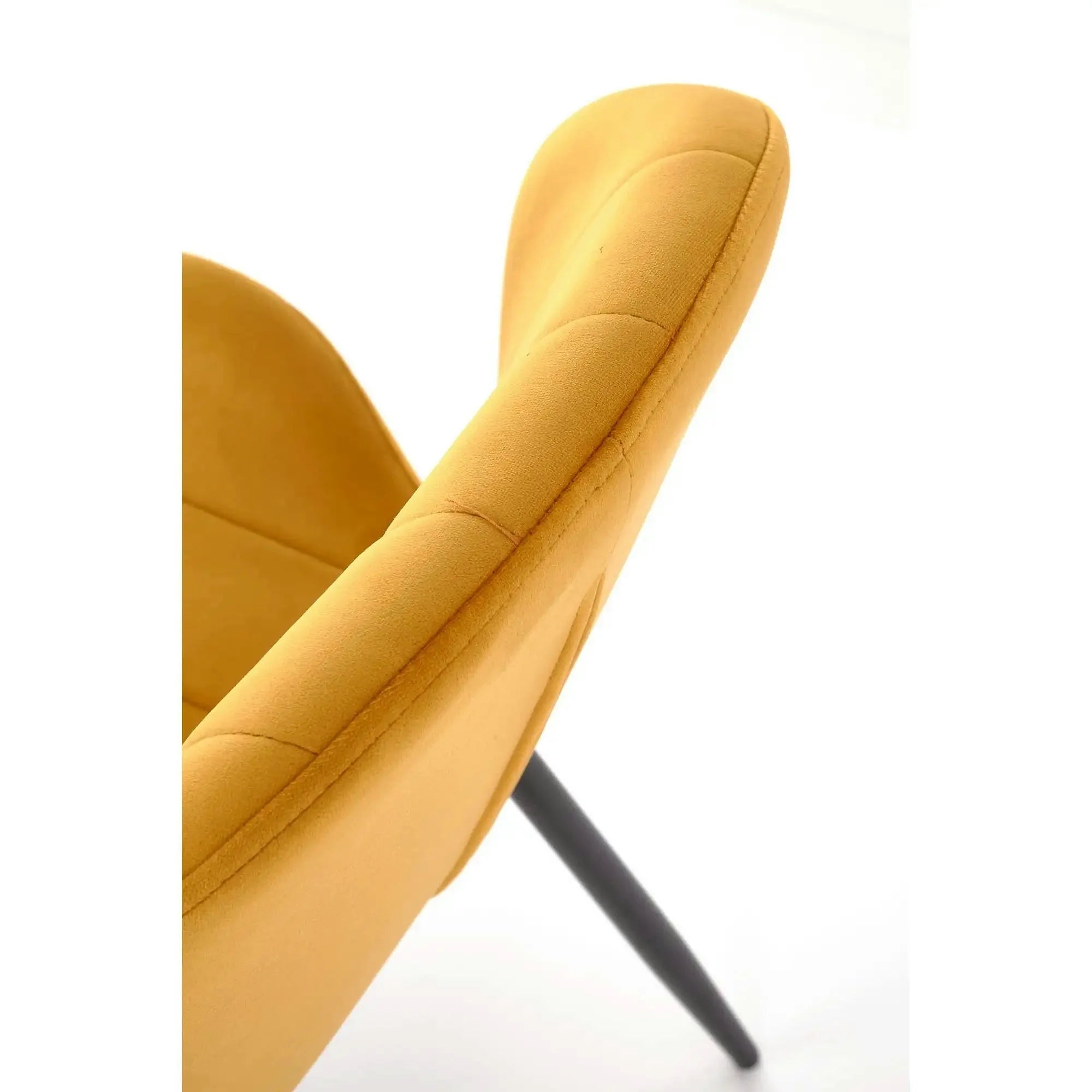 Scaun K538, galben mustar/negru, stofa catifelata/metal, 48x57x85 cm