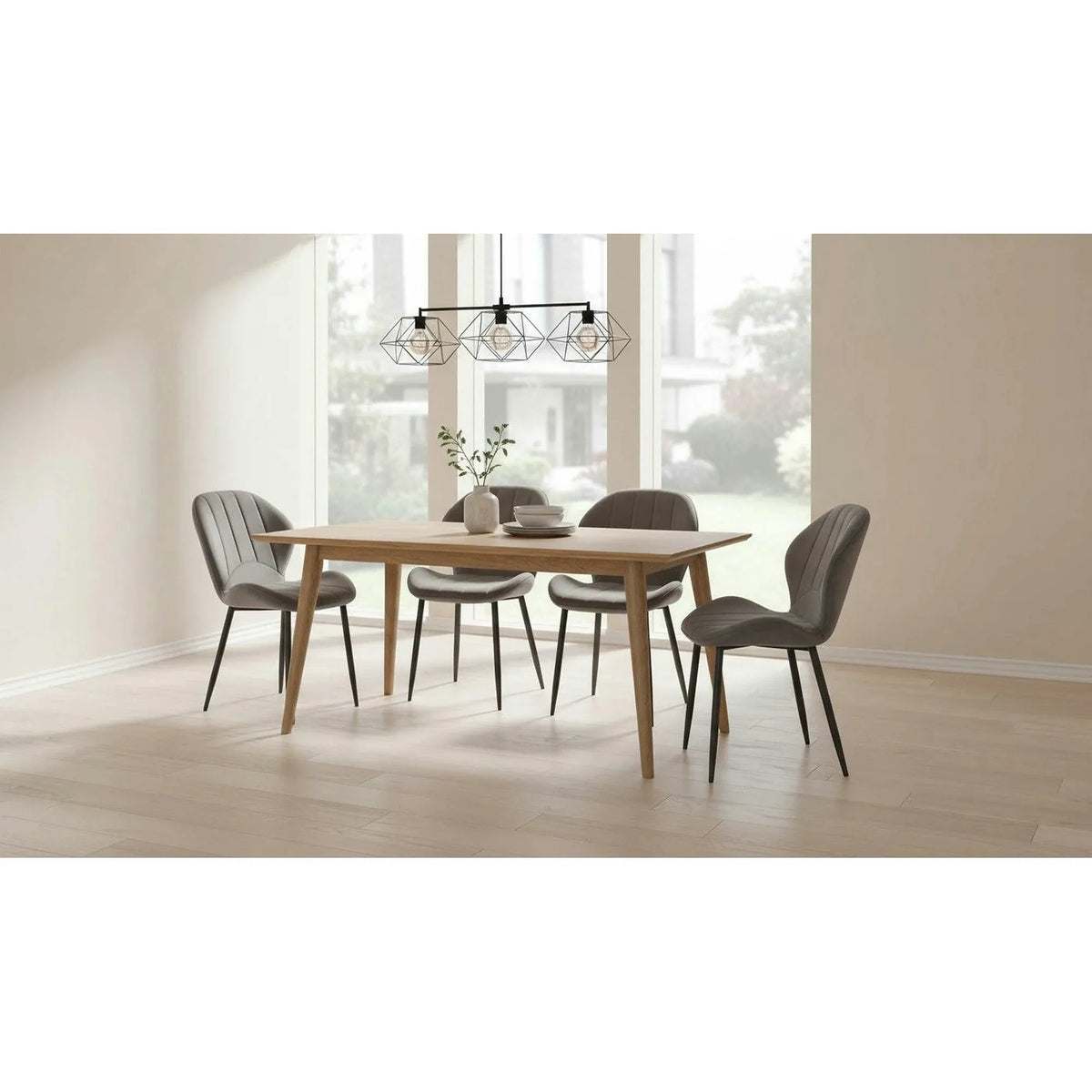 Scaun K538, gri/negru, stofa catifelata/metal, 48x57x85 cm