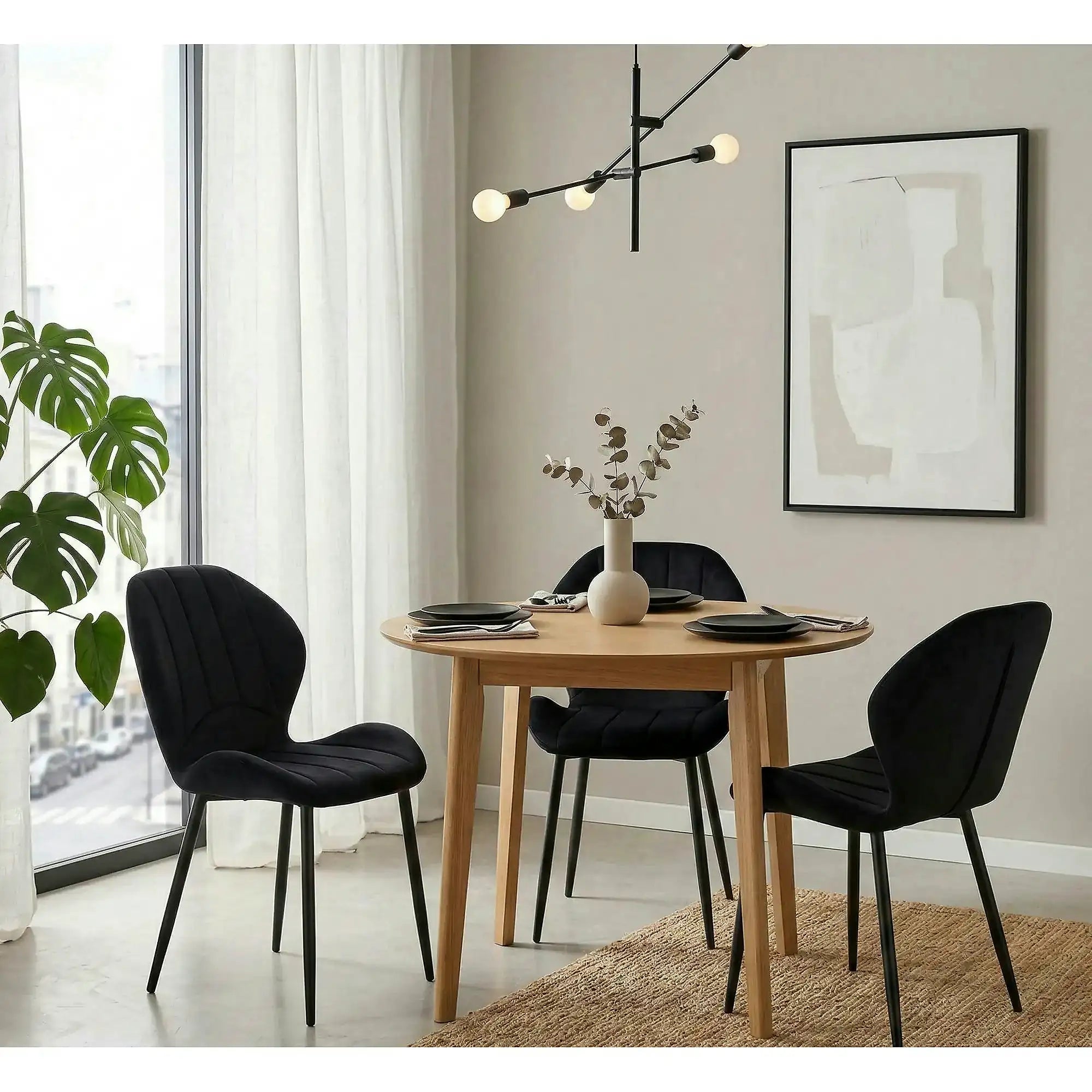 Scaun K538, negru, stofa catifelata/metal, 48x57x85 cm