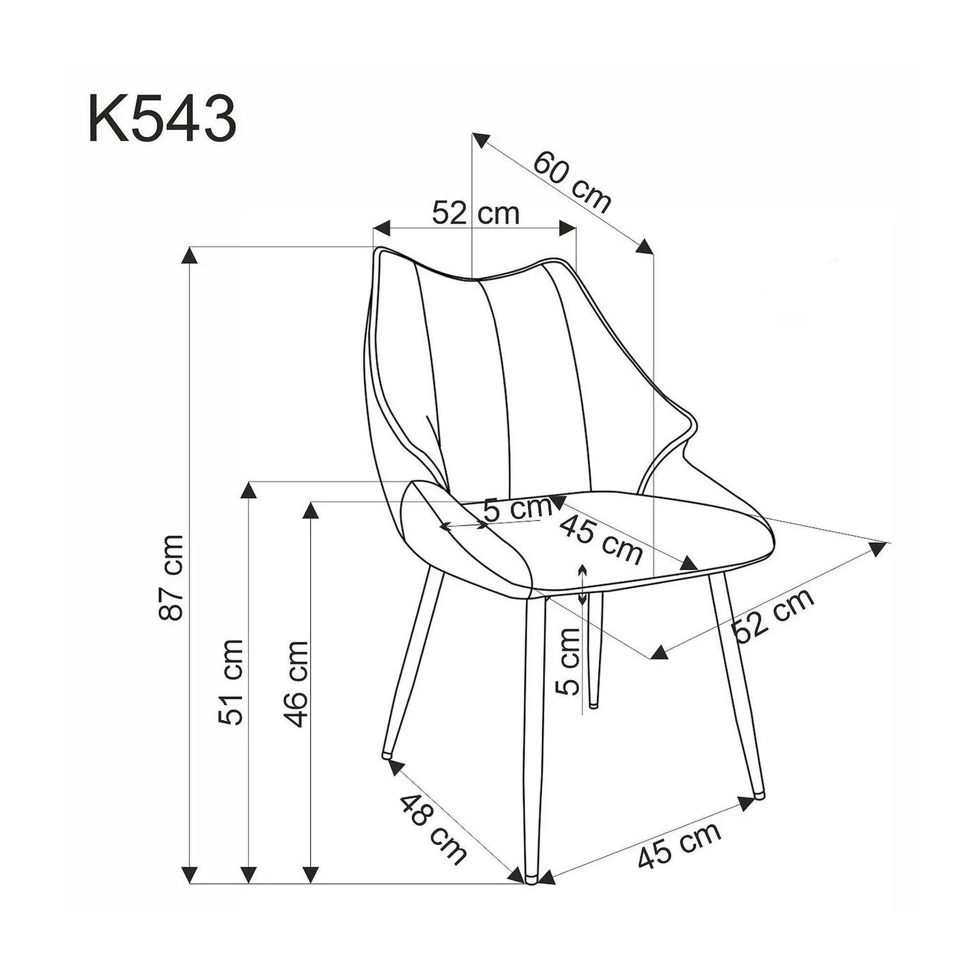 Scaun K543, verde/negru, stofa clasica/metal, 55x60x87 cm