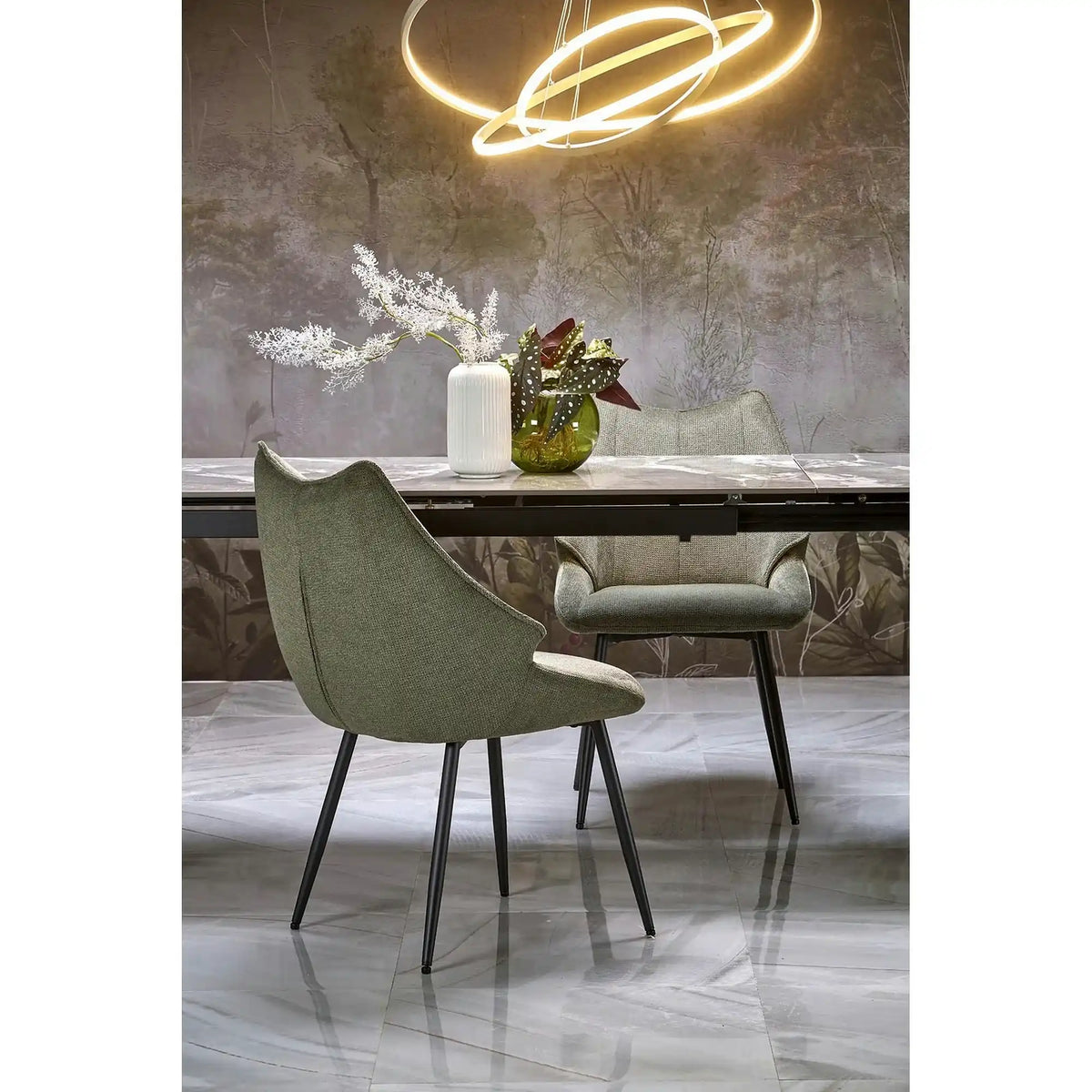 Scaun K543, verde/negru, stofa clasica/metal, 55x60x87 cm