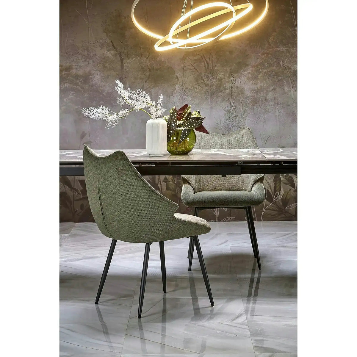 Scaun K543, verde/negru, stofa clasica/metal, 55x60x87 cm