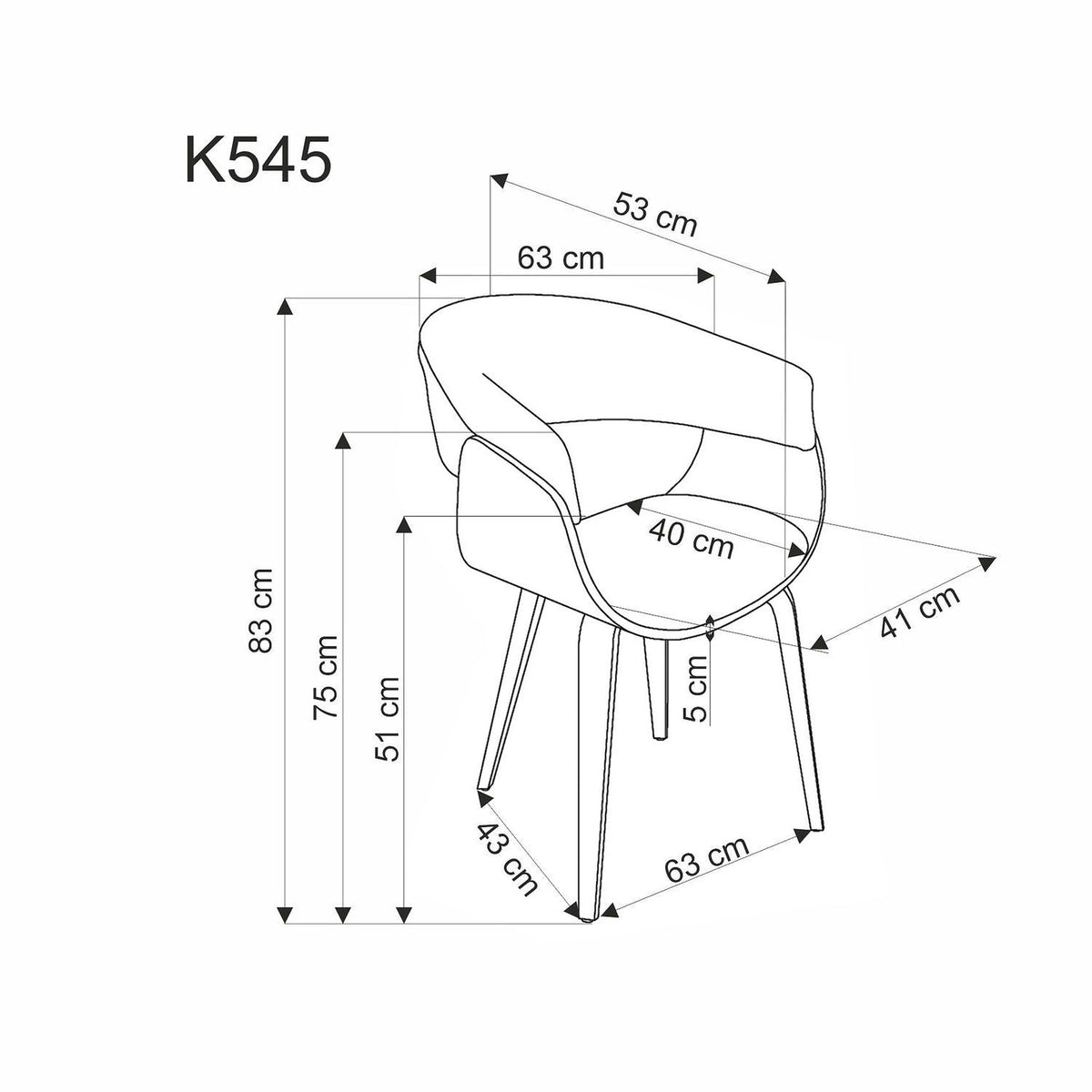 Scaun K545, bej/stejar, stofa clasica/placaj, 63x53x83 cm