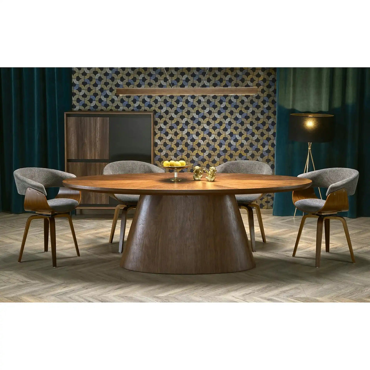 Scaun K545, gri/nuc, stofa clasica/placaj, 63x53x83 cm
