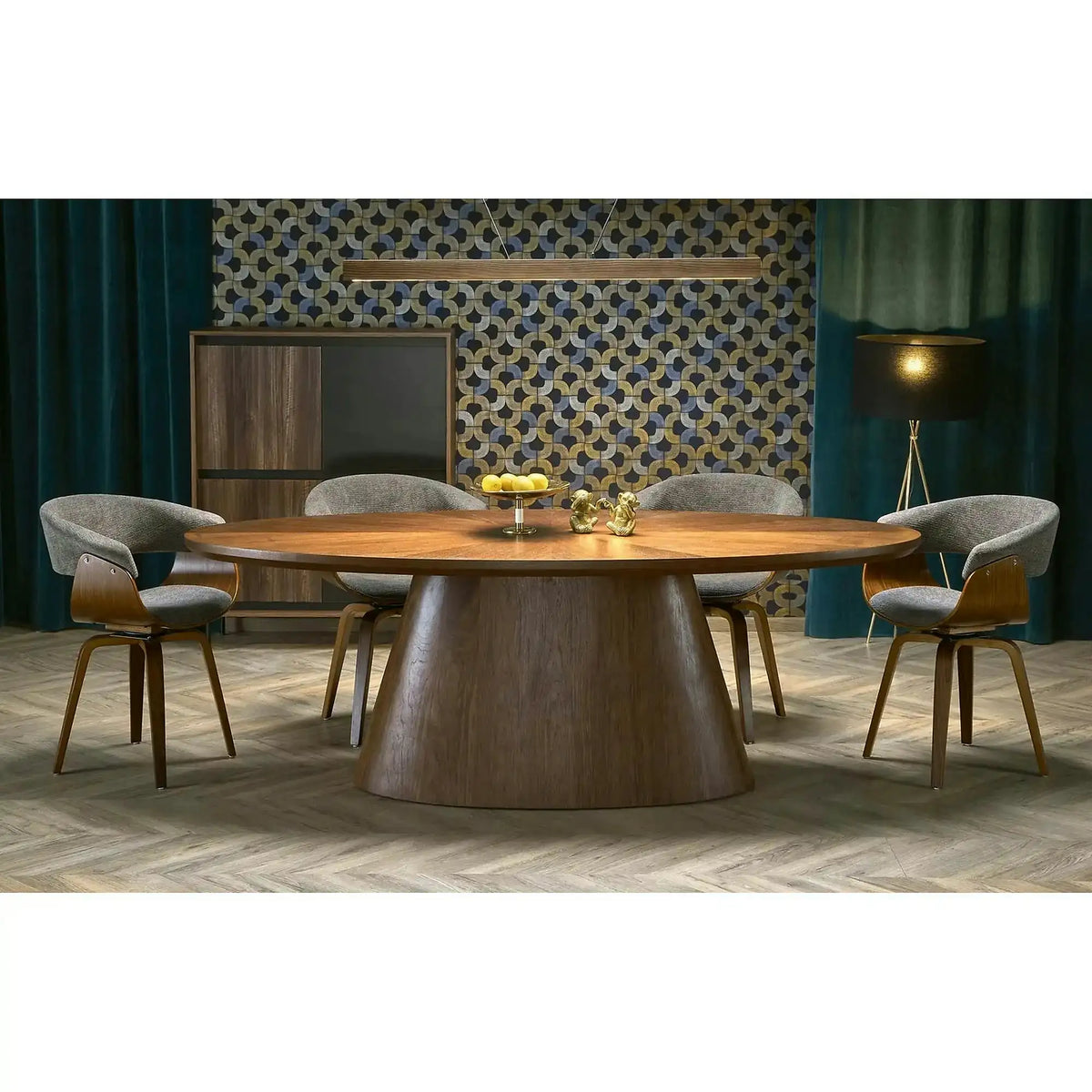 Scaun K545, gri/nuc, stofa clasica/placaj, 63x53x83 cm