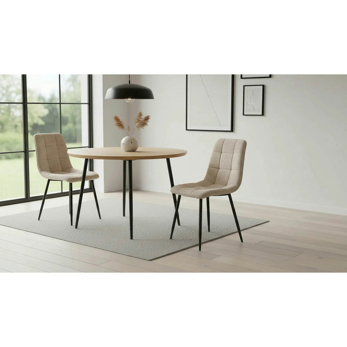 Scaun K547, bej/negru, stofa clasica/metal, 45x53x87 cm