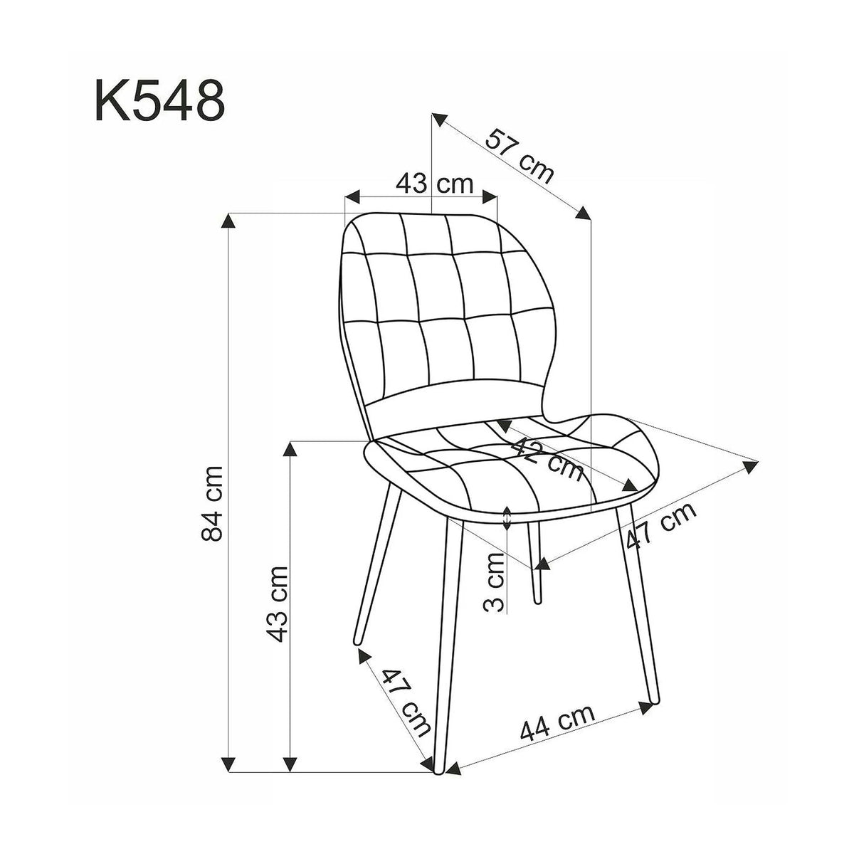Scaun K548, verde/negru, stofa clasica/metal, 47x55x84 cm