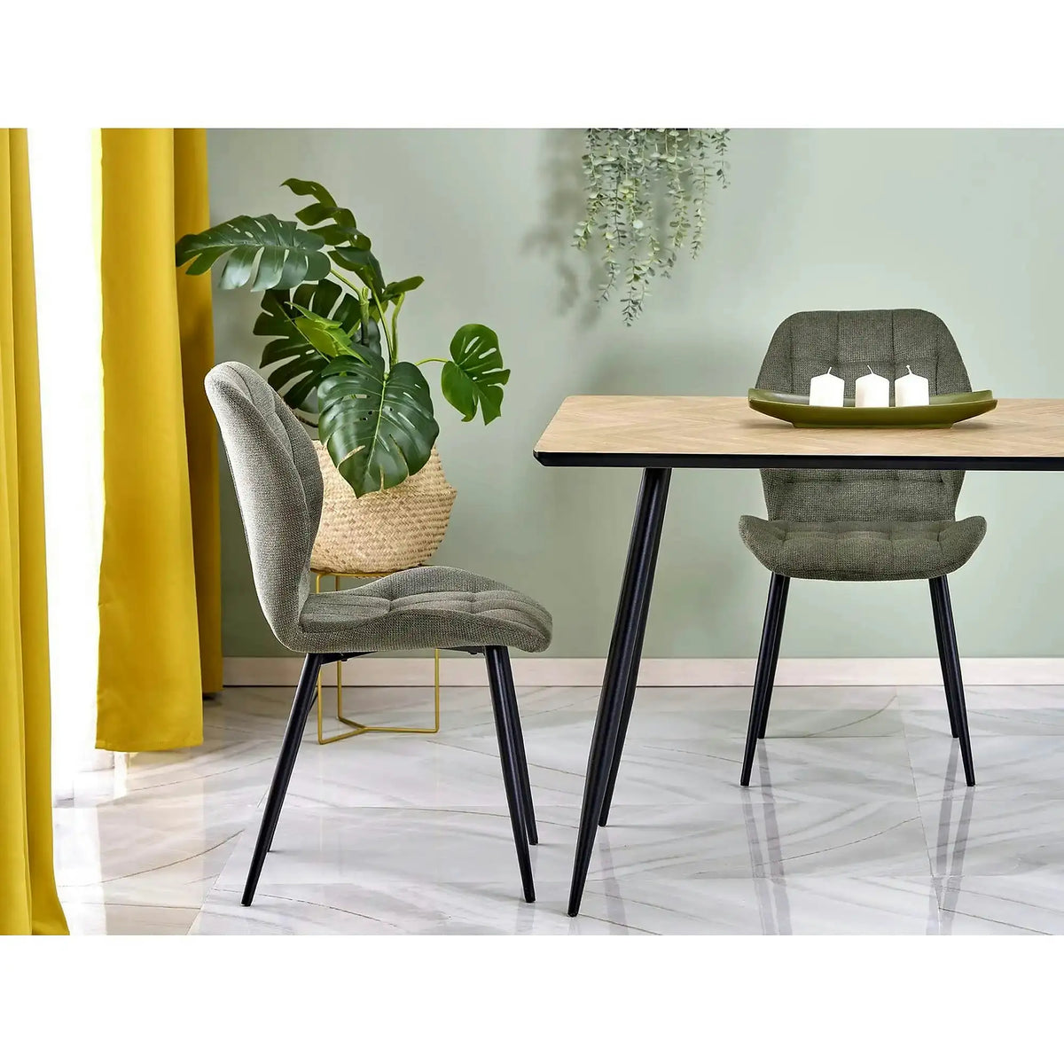 Scaun K548, verde/negru, stofa clasica/metal, 47x55x84 cm
