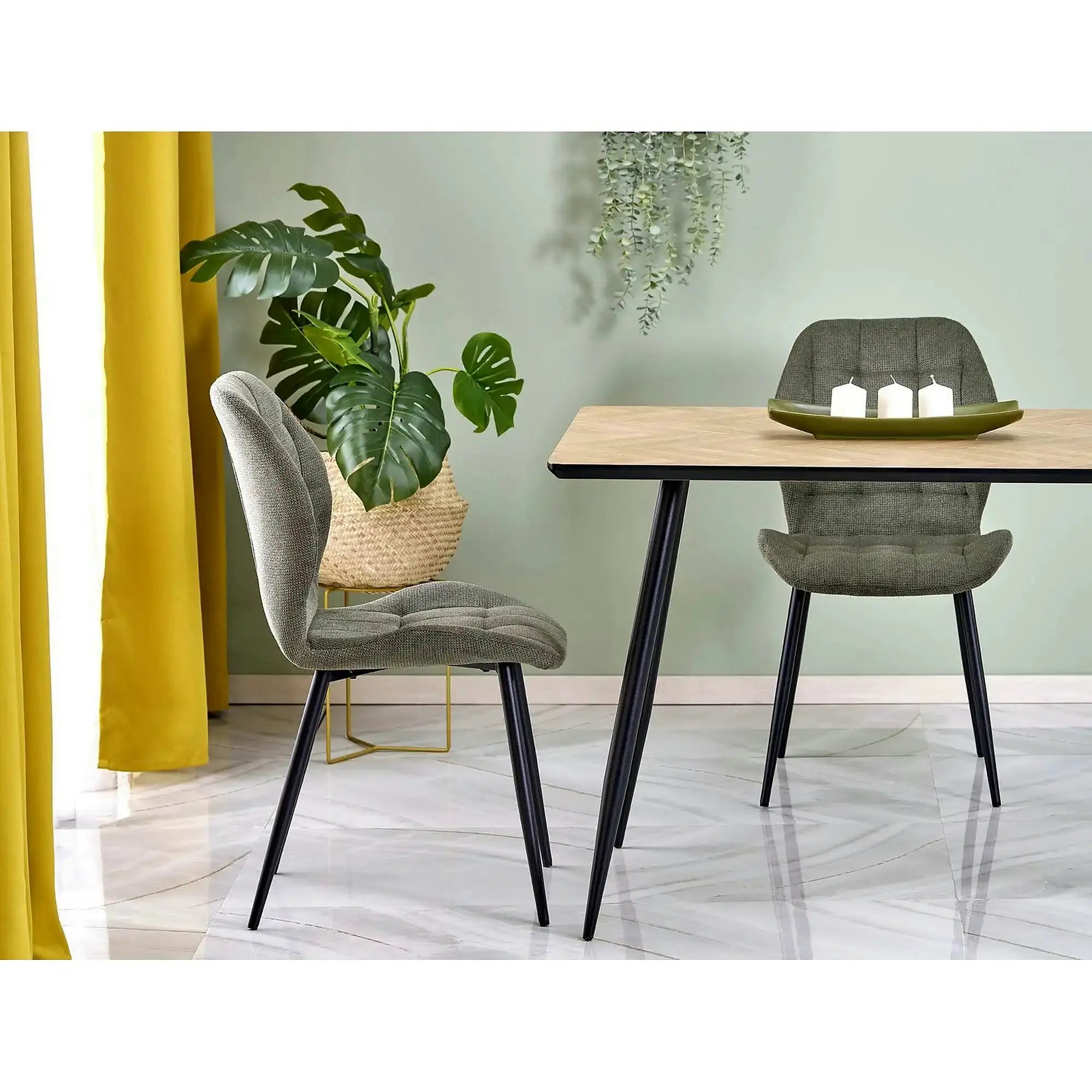 Scaun K548, verde/negru, stofa clasica/metal, 47x55x84 cm